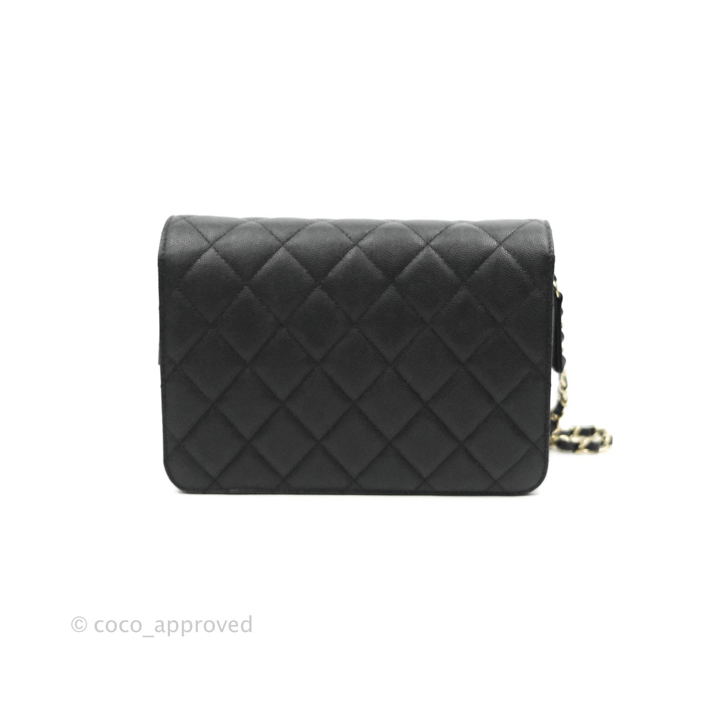 Chanel Quilted Like The Wallet Medium Flap Black Caviar Gold Hardware 22C