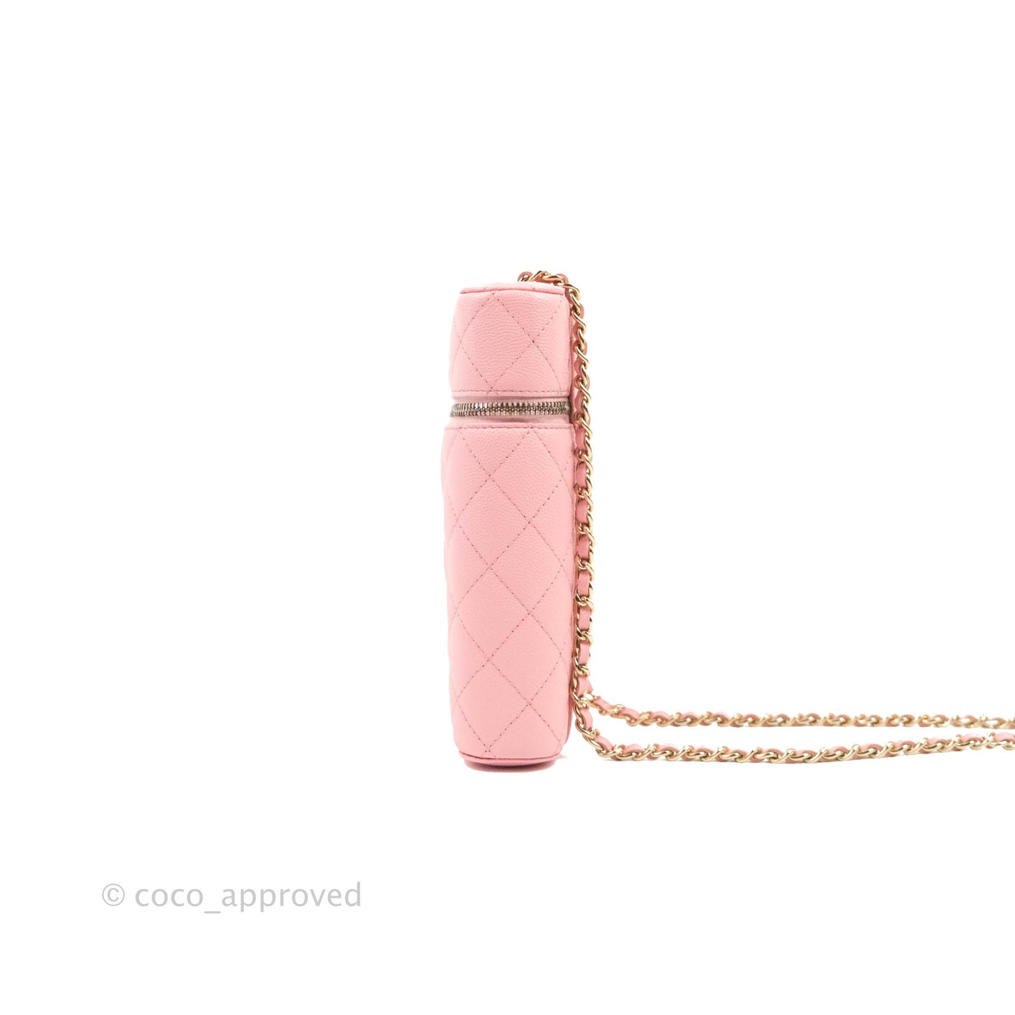 Chanel Vanity Phone Holder With Chain Pink Caviar Gold Hardware