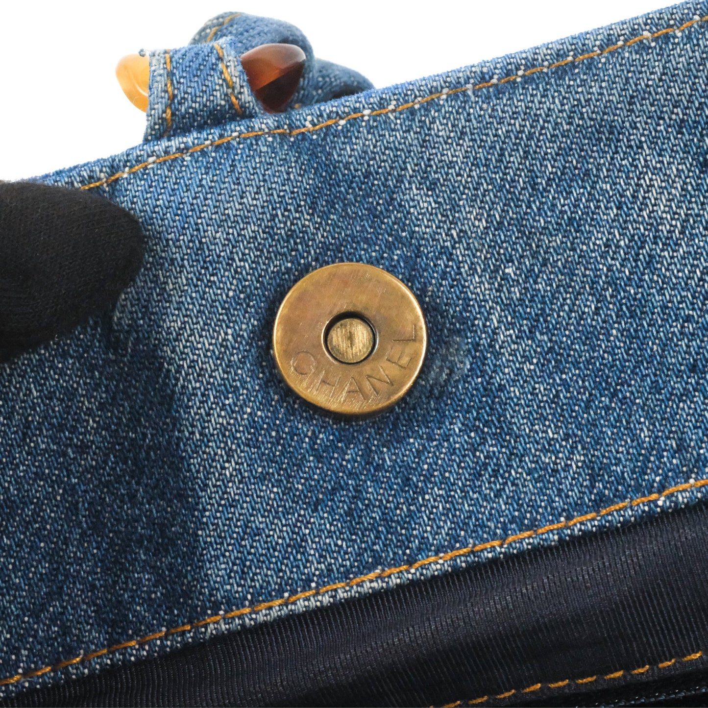 Chanel Large CC Tote Bag Blue Denim Tortoiseshell Bakelite Handle