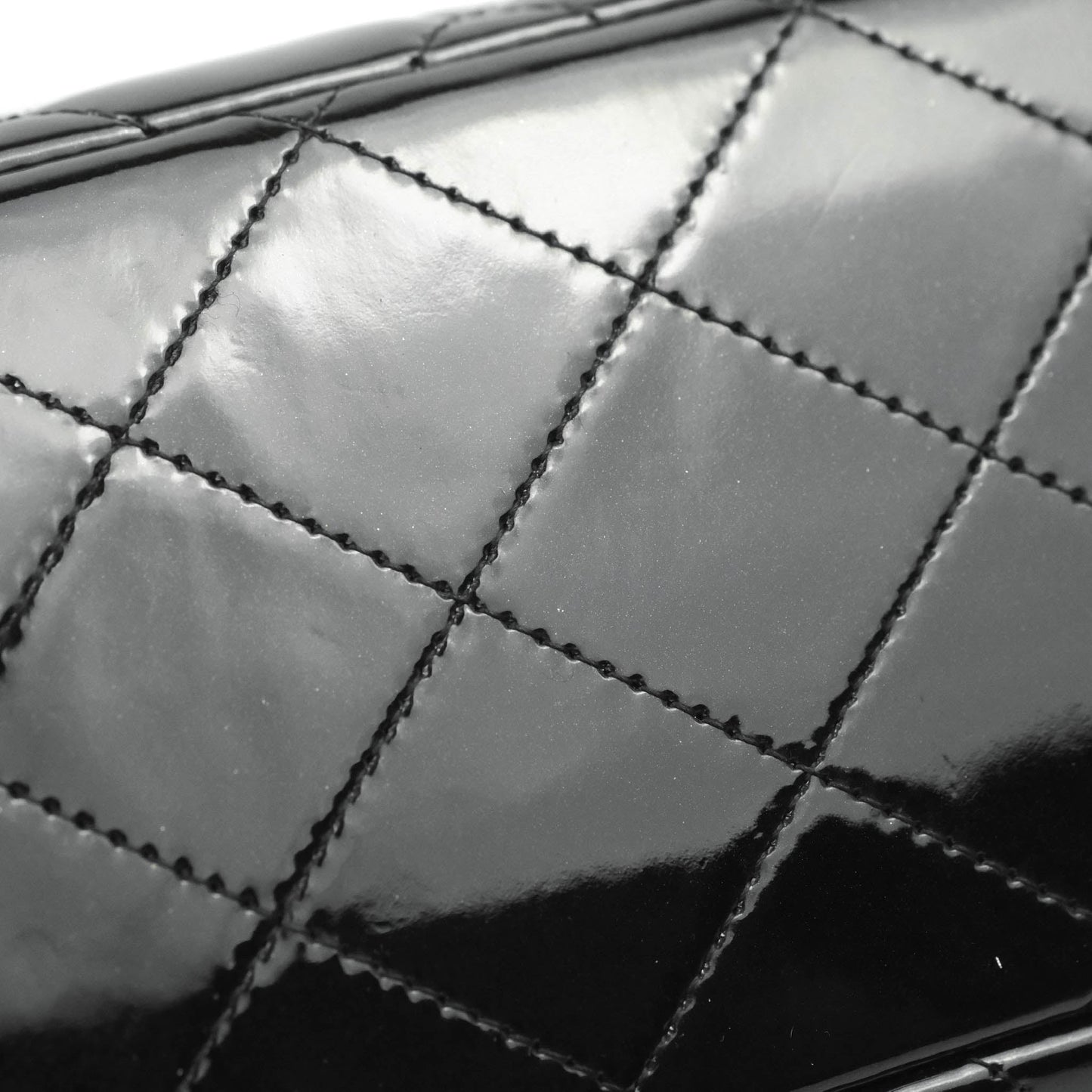 Chanel Quilted Maxi Single Flap Black Patent Silver Hardware