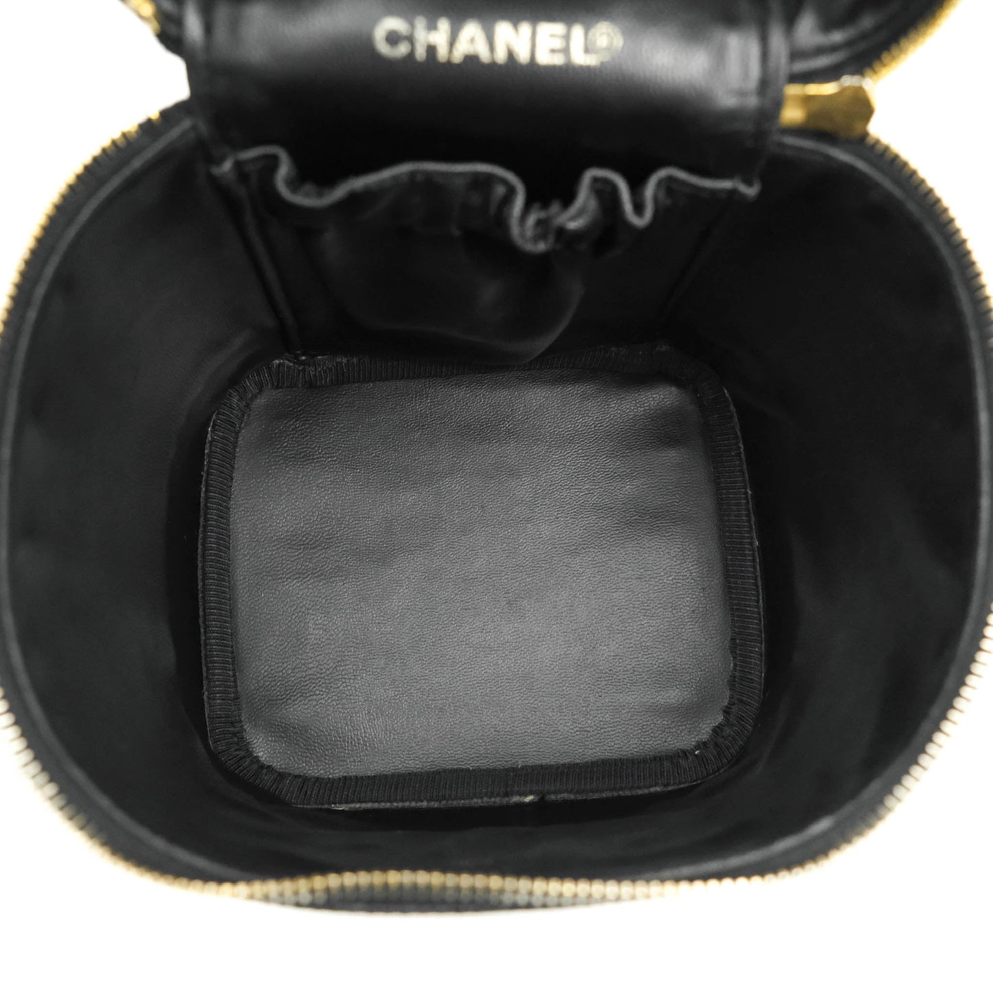 Chanel Vintage Vanity Case Black Caviar Gold Hardware