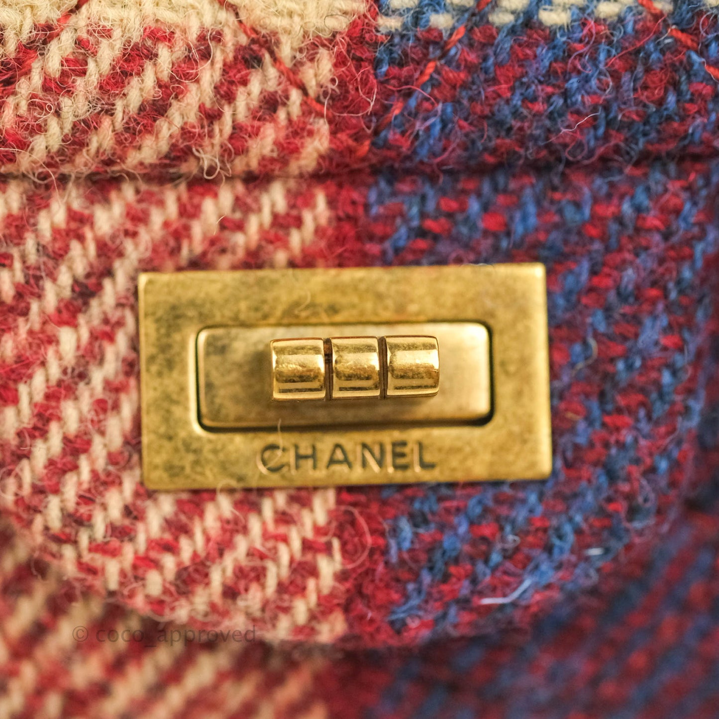 Chanel Mini Reissue 224 Wool Checked Aged Gold Hardware