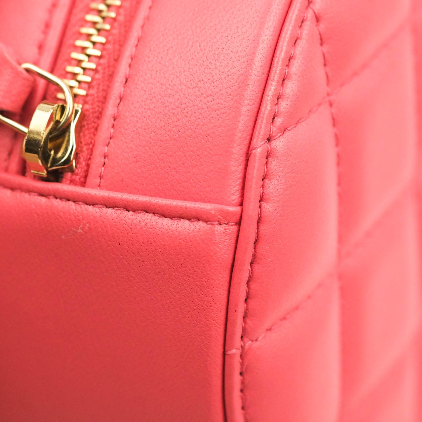 Chanel Quilted Round Pearl Crush Clutch With Chain Pink Lambskin Aged Gold Hardware