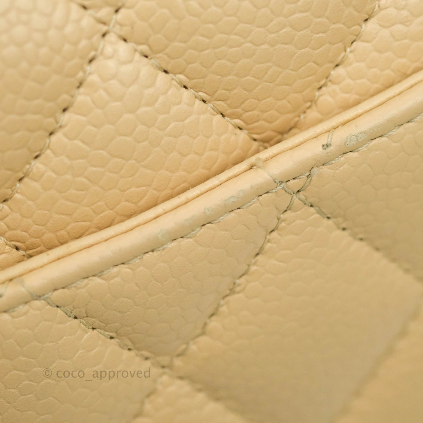 Chanel Classic M/L Medium Flap Quilted Beige Caviar Gold Hardware