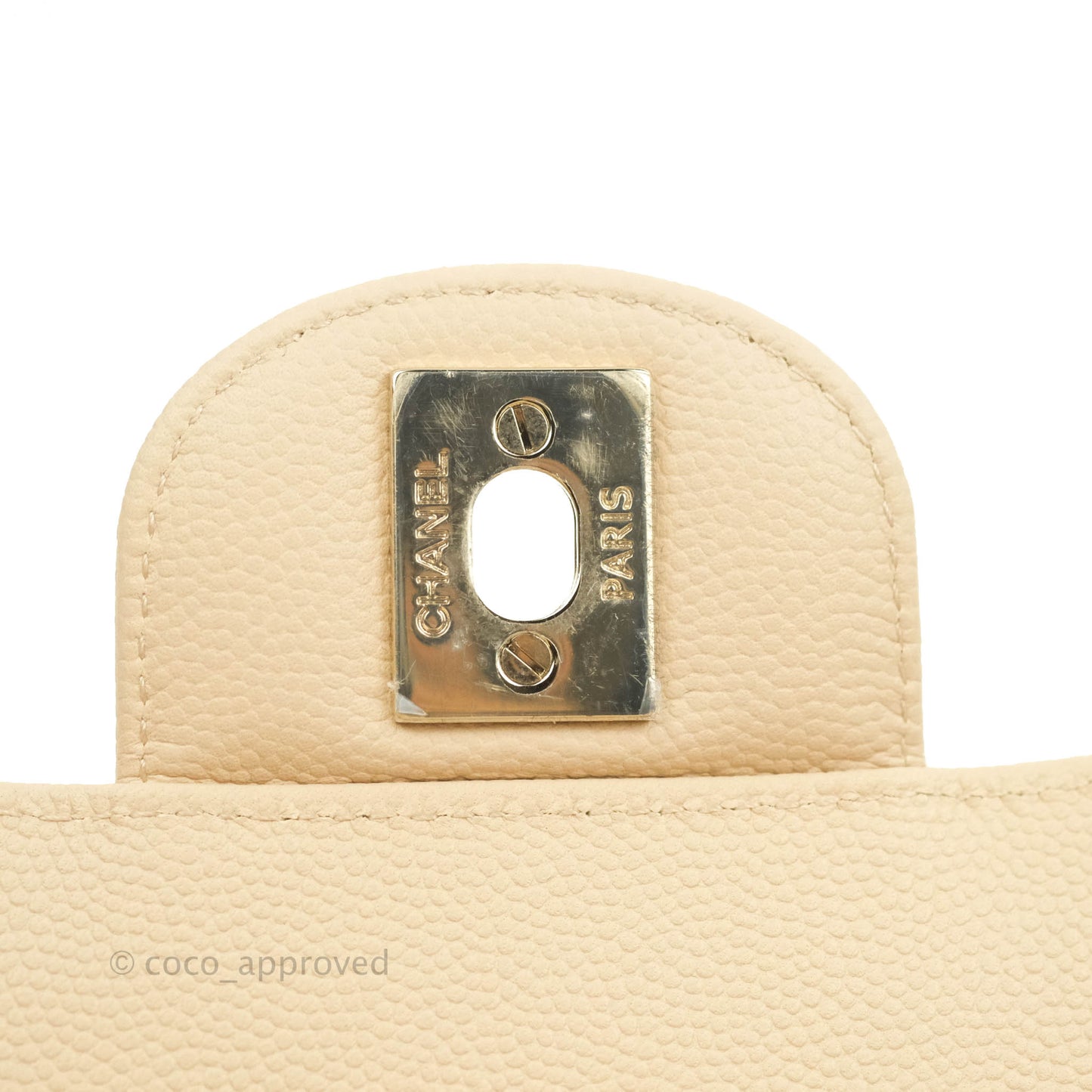 Chanel S/M Small Chevron Classic Flap Beige Caviar Gold Hardware 21S
