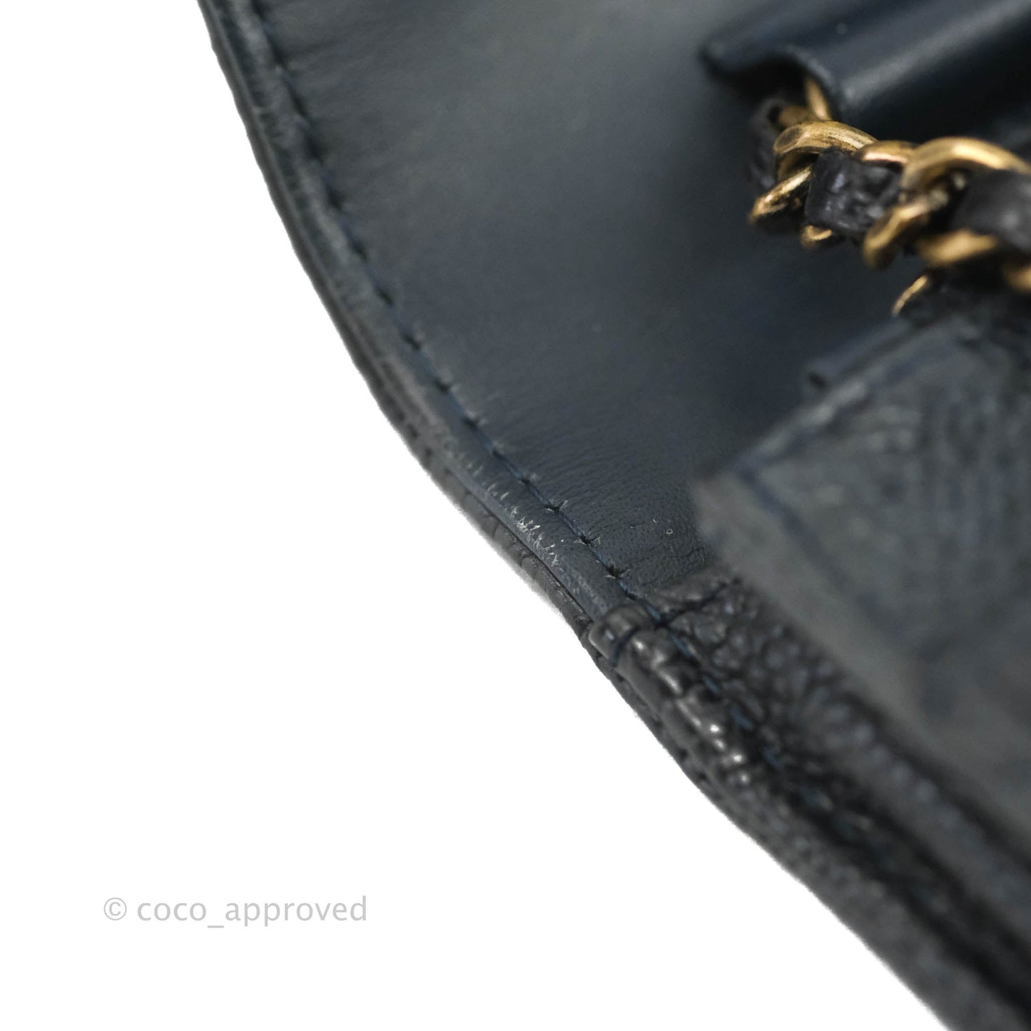 Chanel Boy Wallet on Chain WOC Ver Dark Navy Caviar Aged Gold Hardware