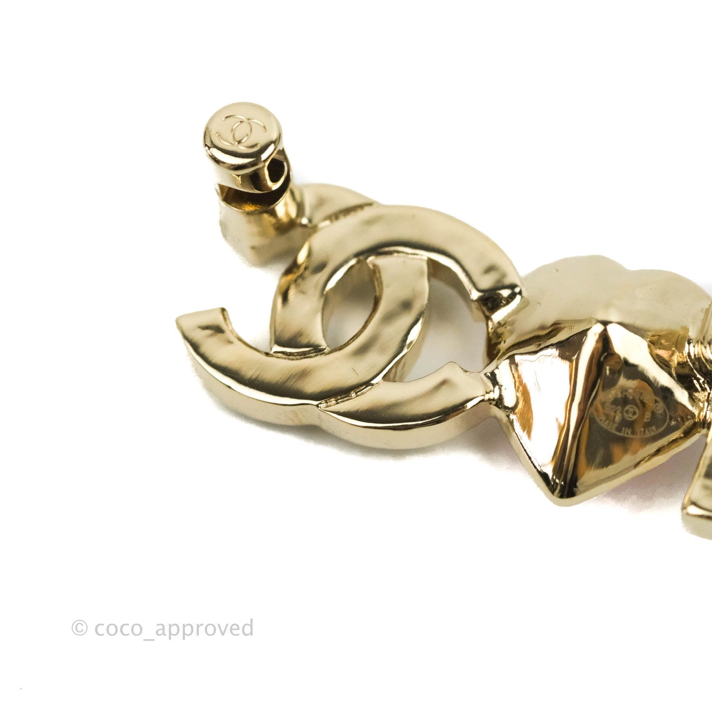 Chanel I Love CC Pink Heart Pearl Brooch Gold Tone 22B