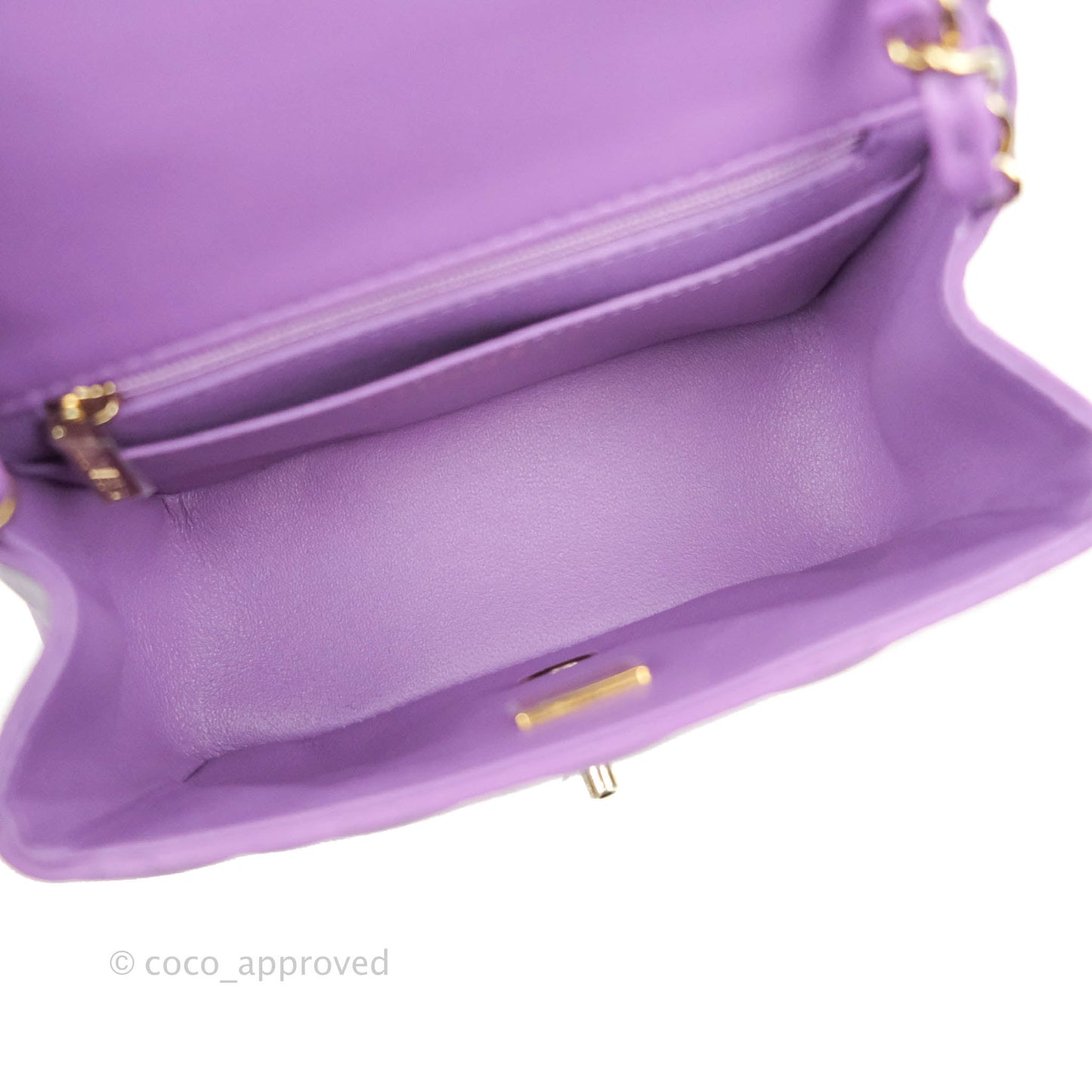 Chanel Mini Square Purple Lambskin Gold Hardware 22P