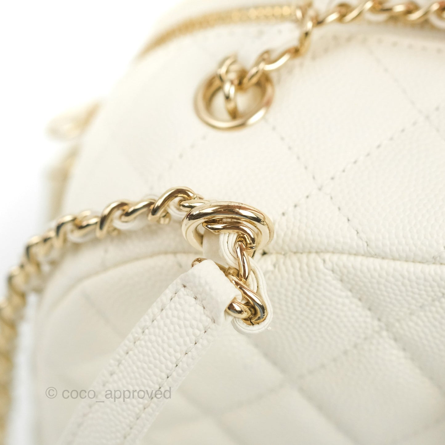 Chanel Quilted Small CC Day Backpack Ivory Caviar Gold Hardware