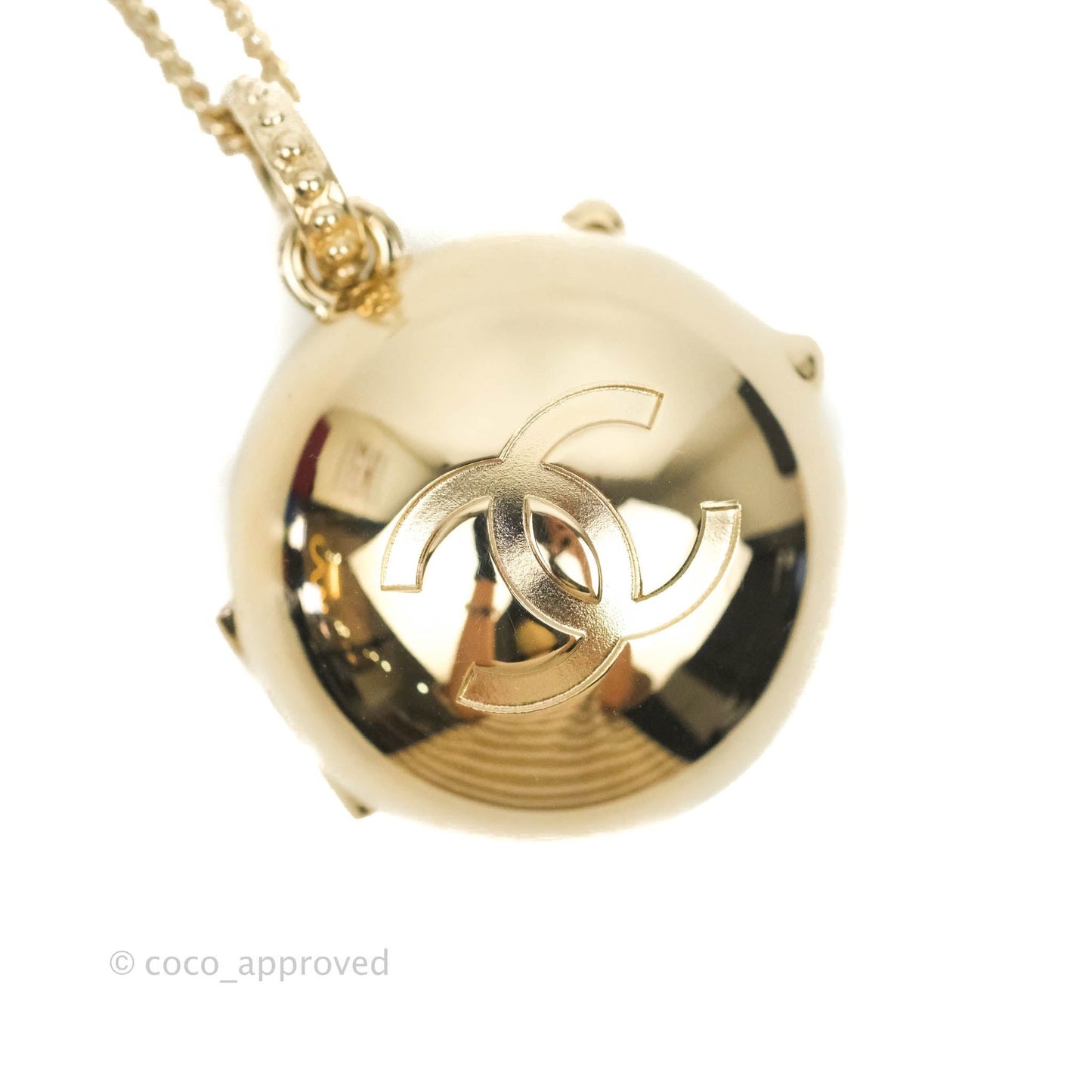 Chanel CC Locket Necklace Gold Tone 21S