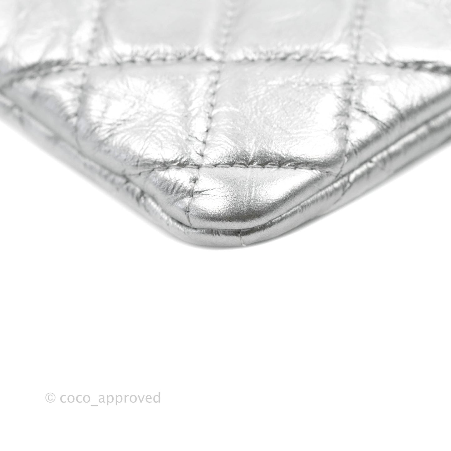 Chanel Caviar Quilted Large Cosmetic Case Metallic Silver  With Charms