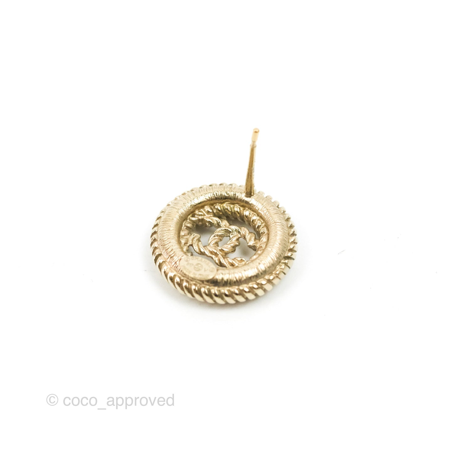 Chanel CC Twisted Round Earrings Gold Tone 17V