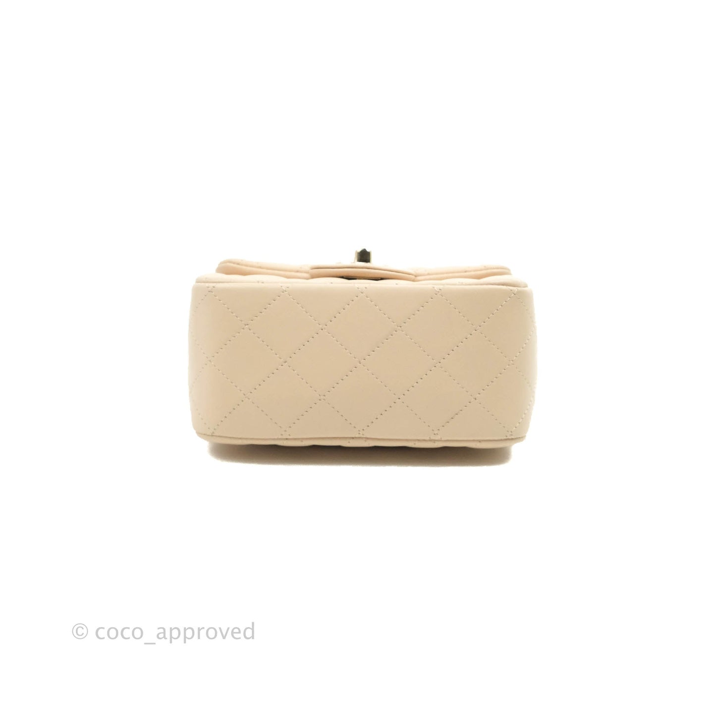 Chanel Quilted Mini Square Light Beige Lambskin Gold Hardware