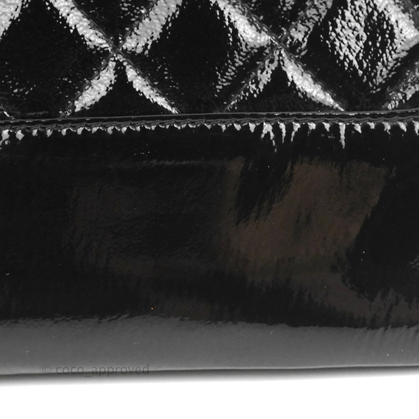 Chanel Gabrielle O Case Quilted Black Patent Goatskin