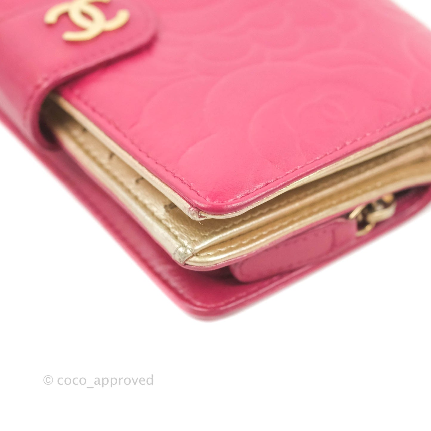 Chanel Wallet in Pink Camellia Embossed Lambskin