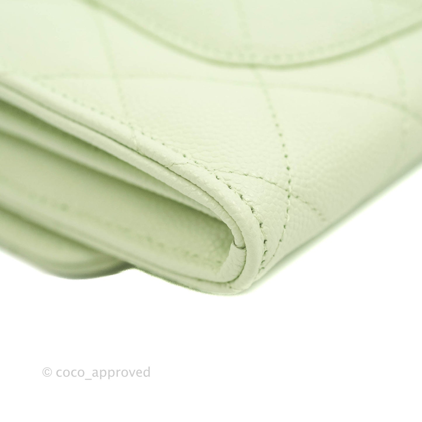 Chanel Caviar Quilted Long Flap Wallet Mint Green Caviar Gold Hardware 22C