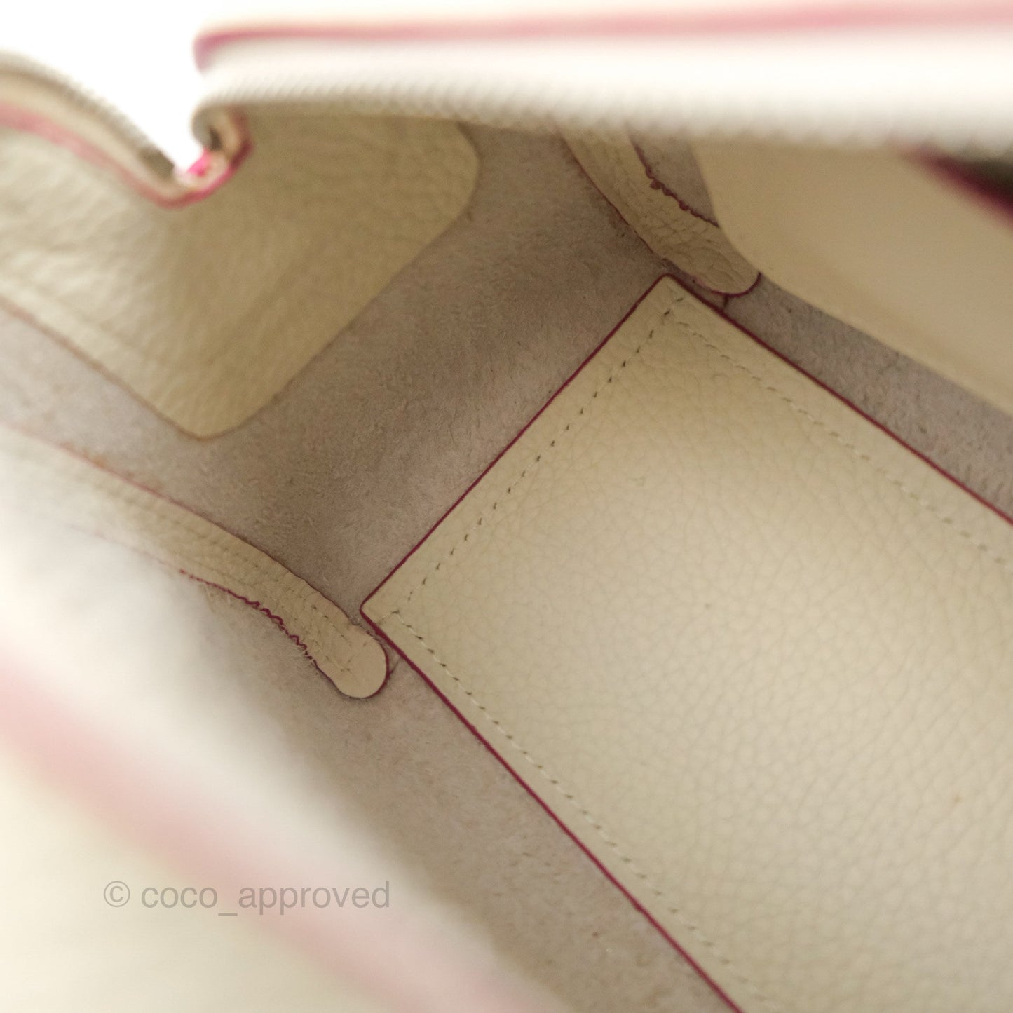 Delvaux Cool Box Mini Taurillon Soft Grained Calfskin White/Fuchsia