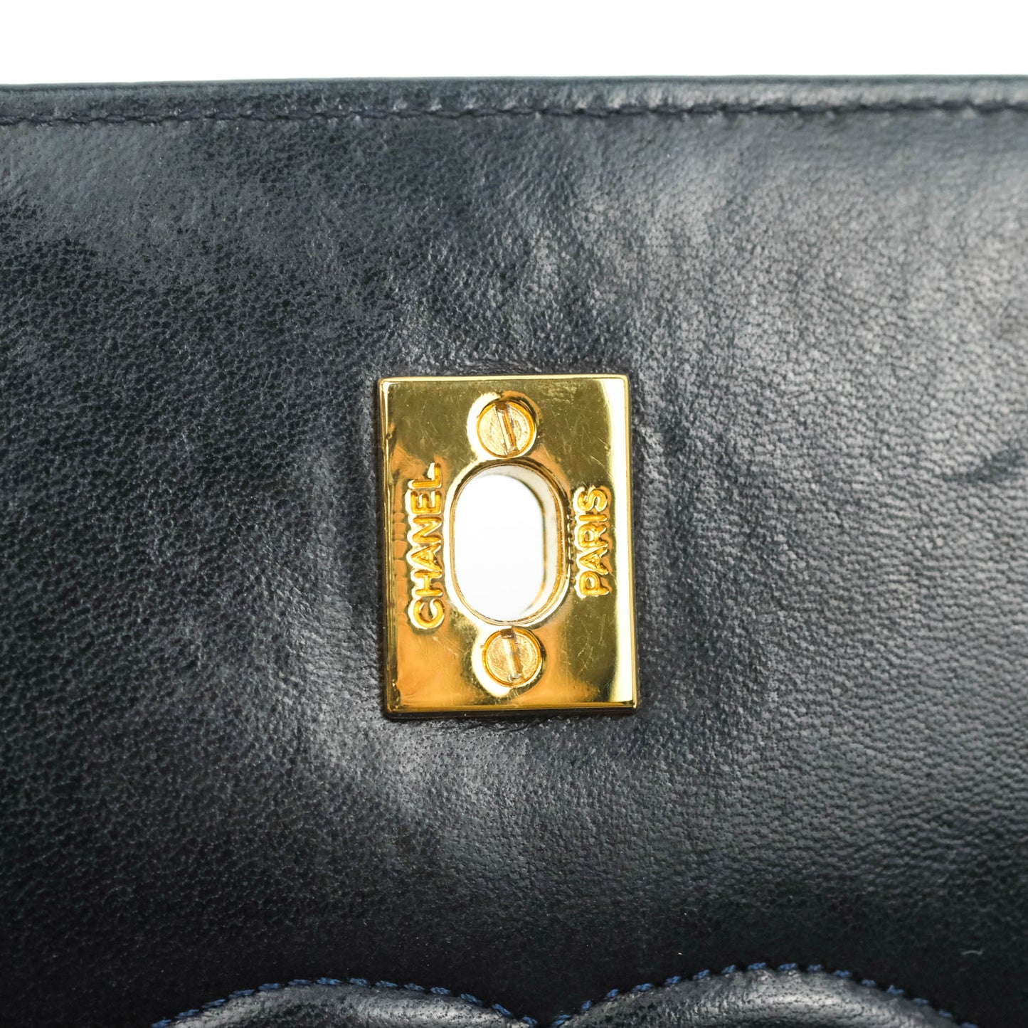 Chanel Vintage Quilted Flap Bag Navy Lambskin 24K Gold Hardware