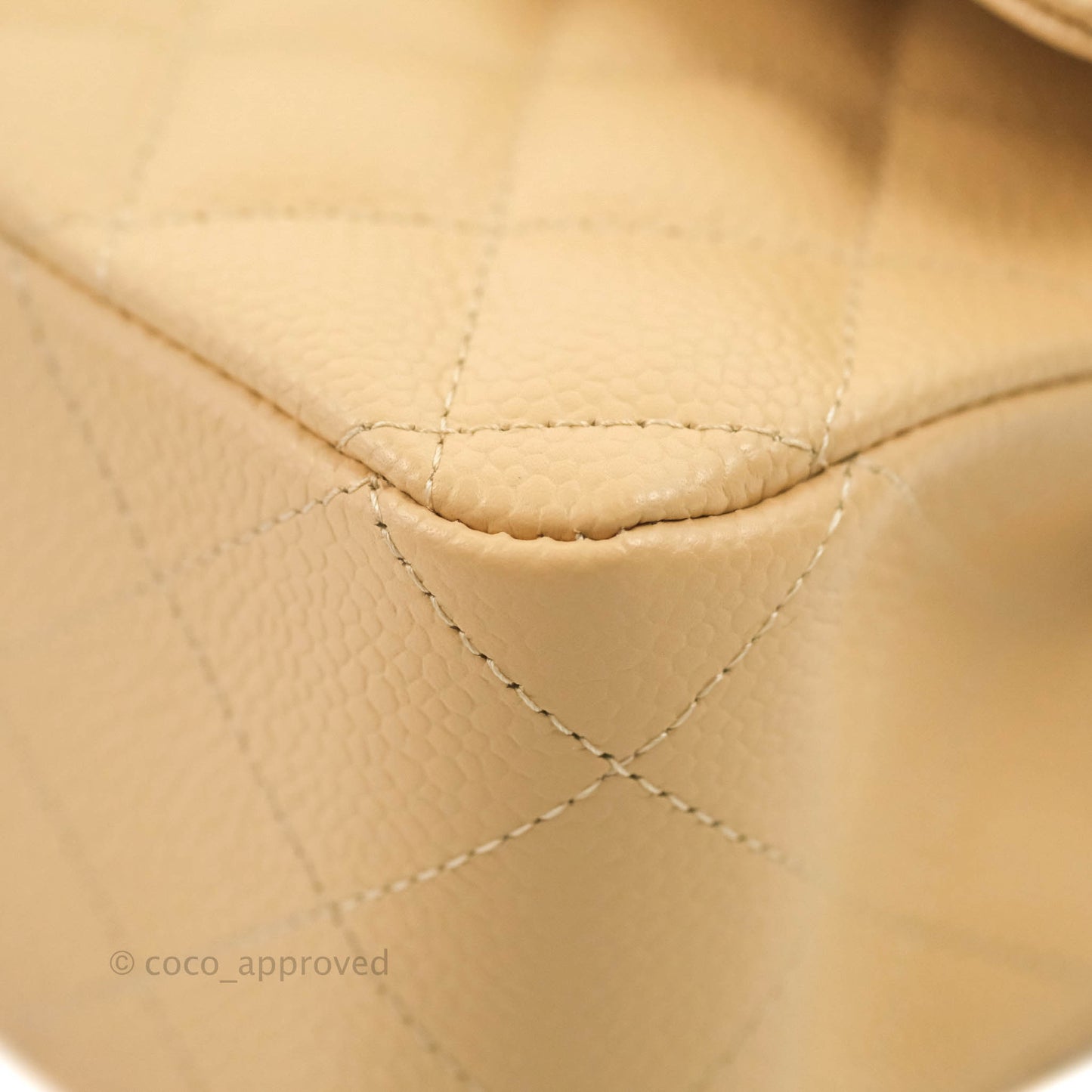 Chanel Classic M/L Medium Flap Quilted Beige Caviar Gold Hardware