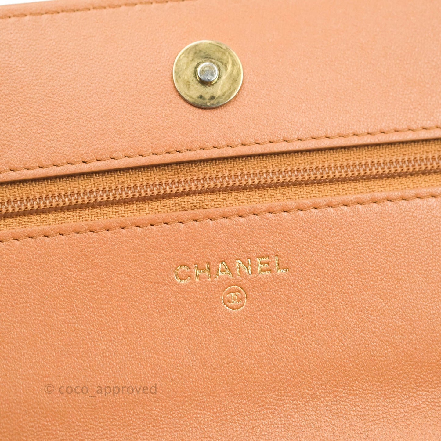 Chanel 19 Wallet on Chain WOC Dark Beige Caramel Lambskin Mixed Hardware 21K