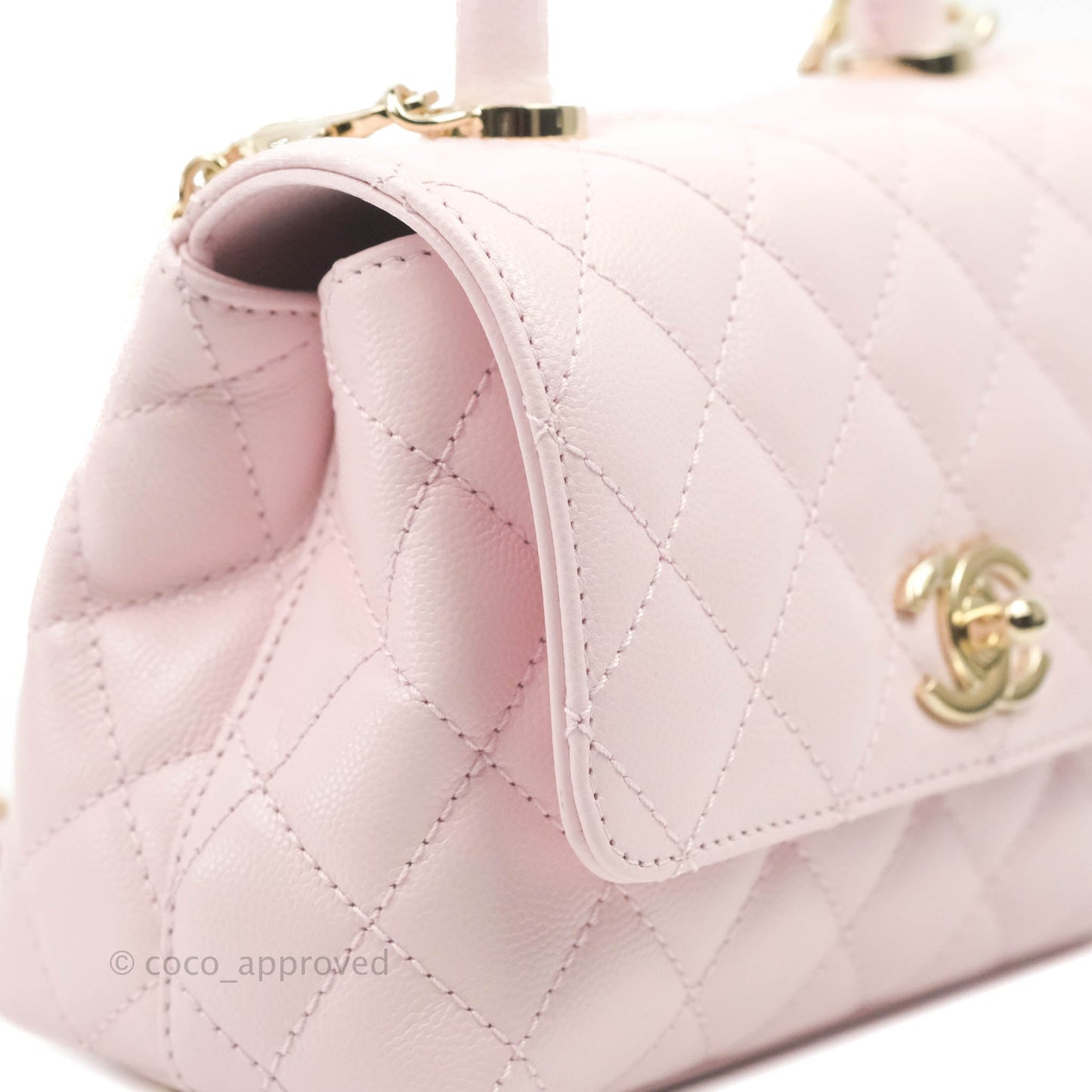 Chanel Mini Coco Handle Quilted Light Pink Caviar Gold Hardware