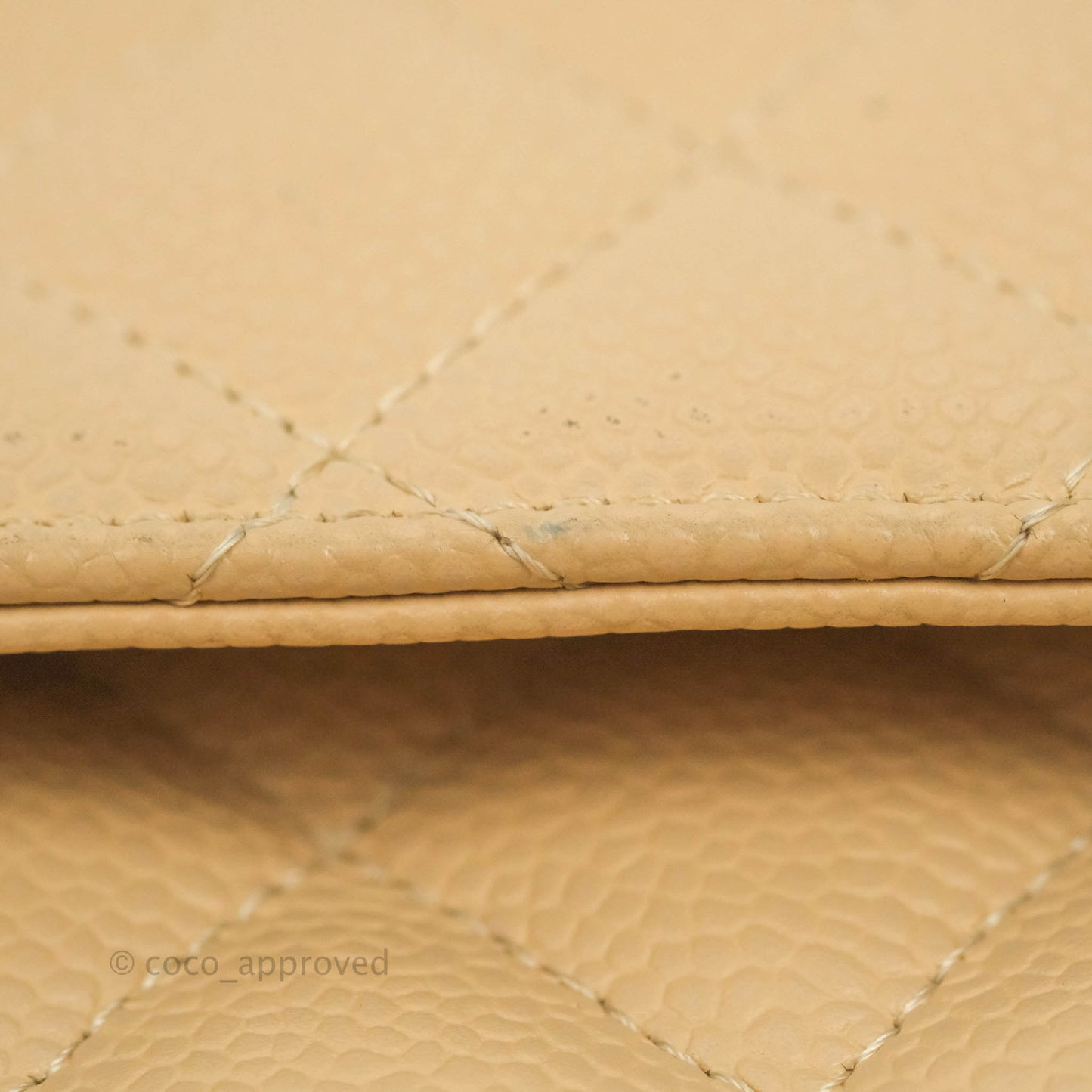 Chanel Classic M/L Medium Flap Quilted Beige Caviar Silver Hardware