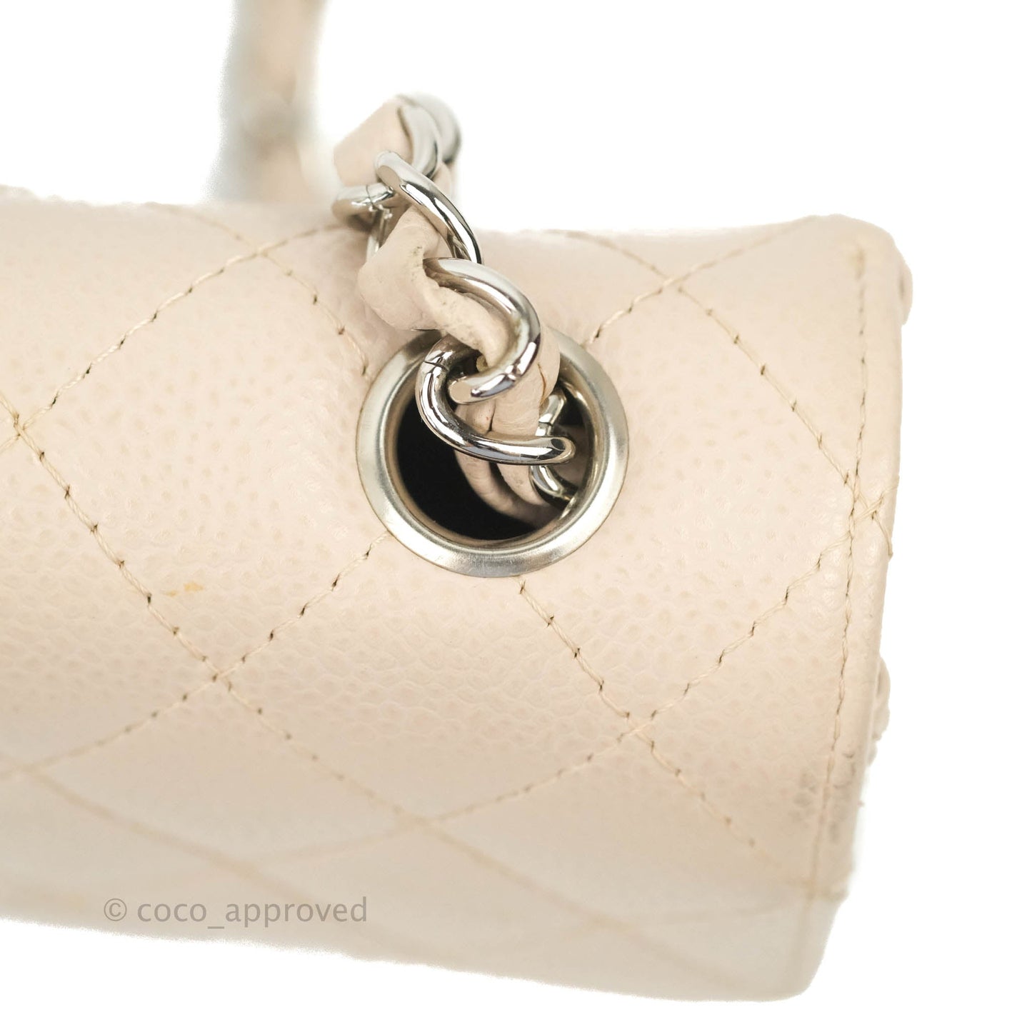 Chanel Quilted East West Flap Pale Pink Caviar Silver Hardware