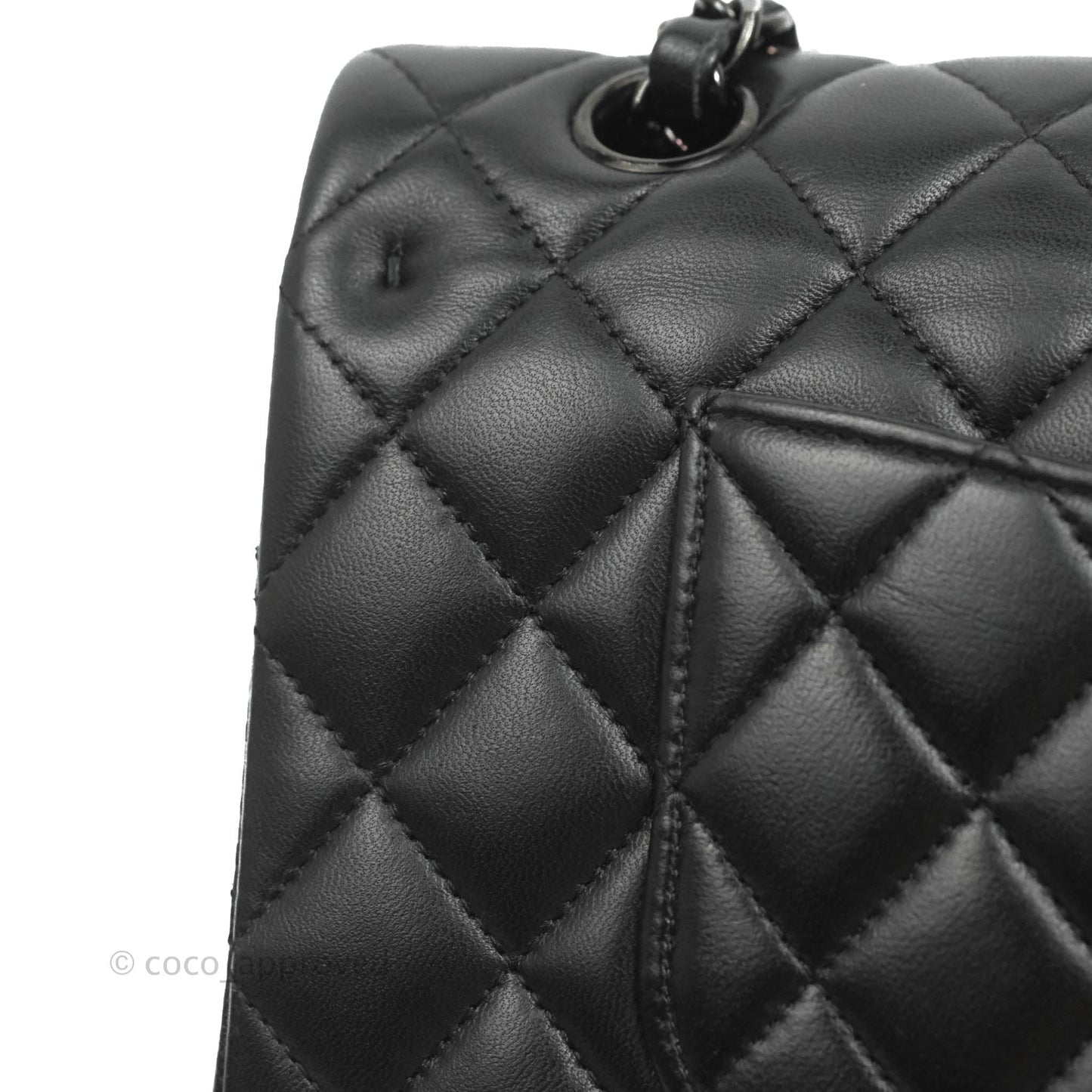 Chanel Classic Quilted M/L Medium Double Flap So Black Lambskin