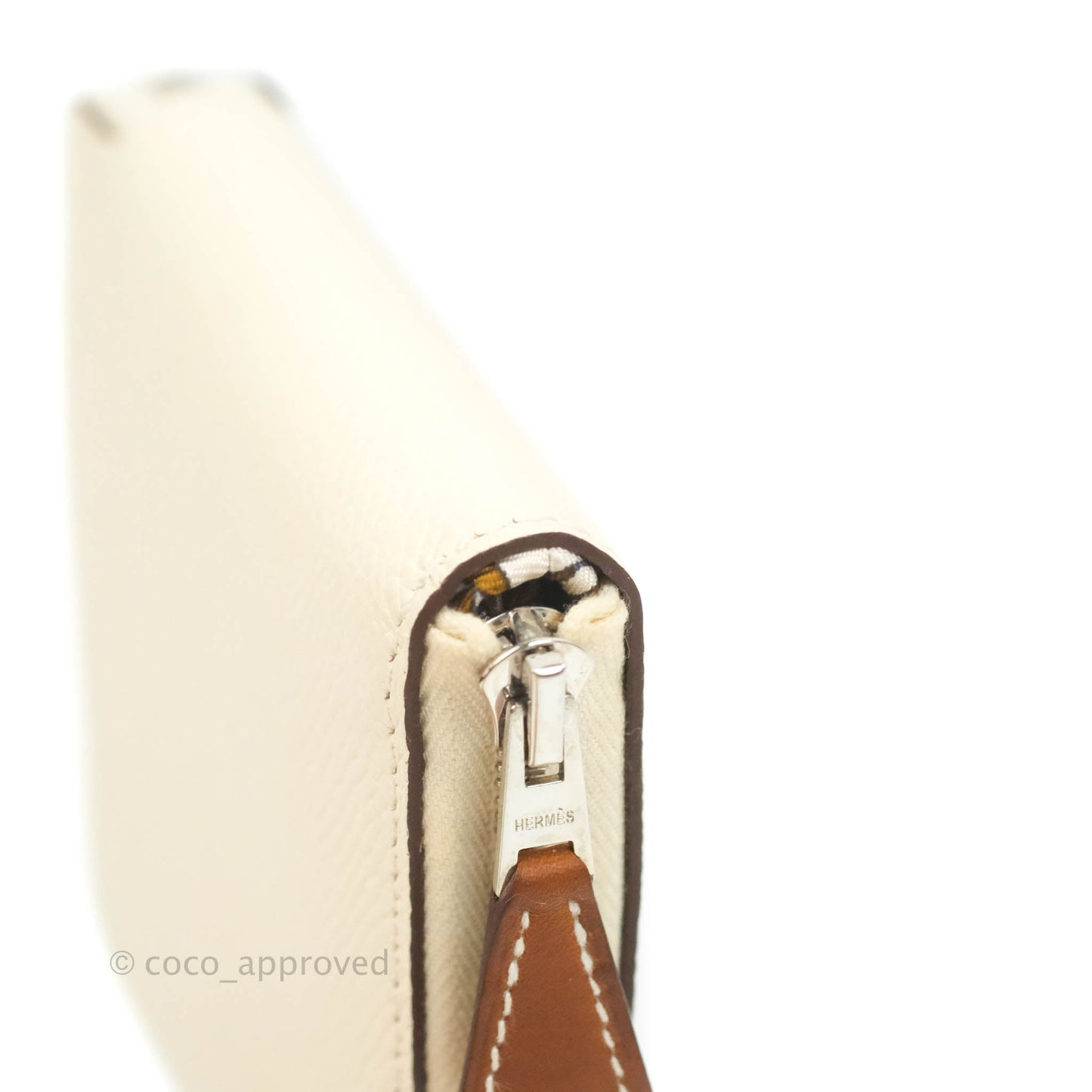 Hermès Silk In Compact Wallet Nata Epsom with La Patisserie Francaise Print