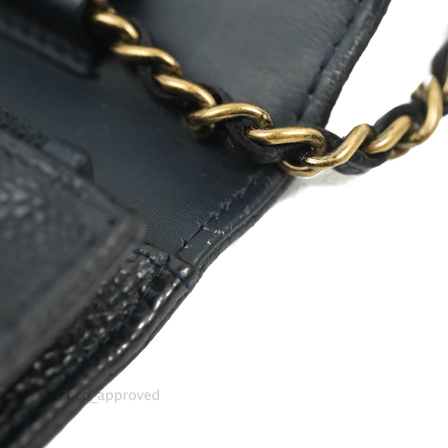 Chanel Boy Wallet on Chain WOC Ver Dark Navy Caviar Aged Gold Hardware