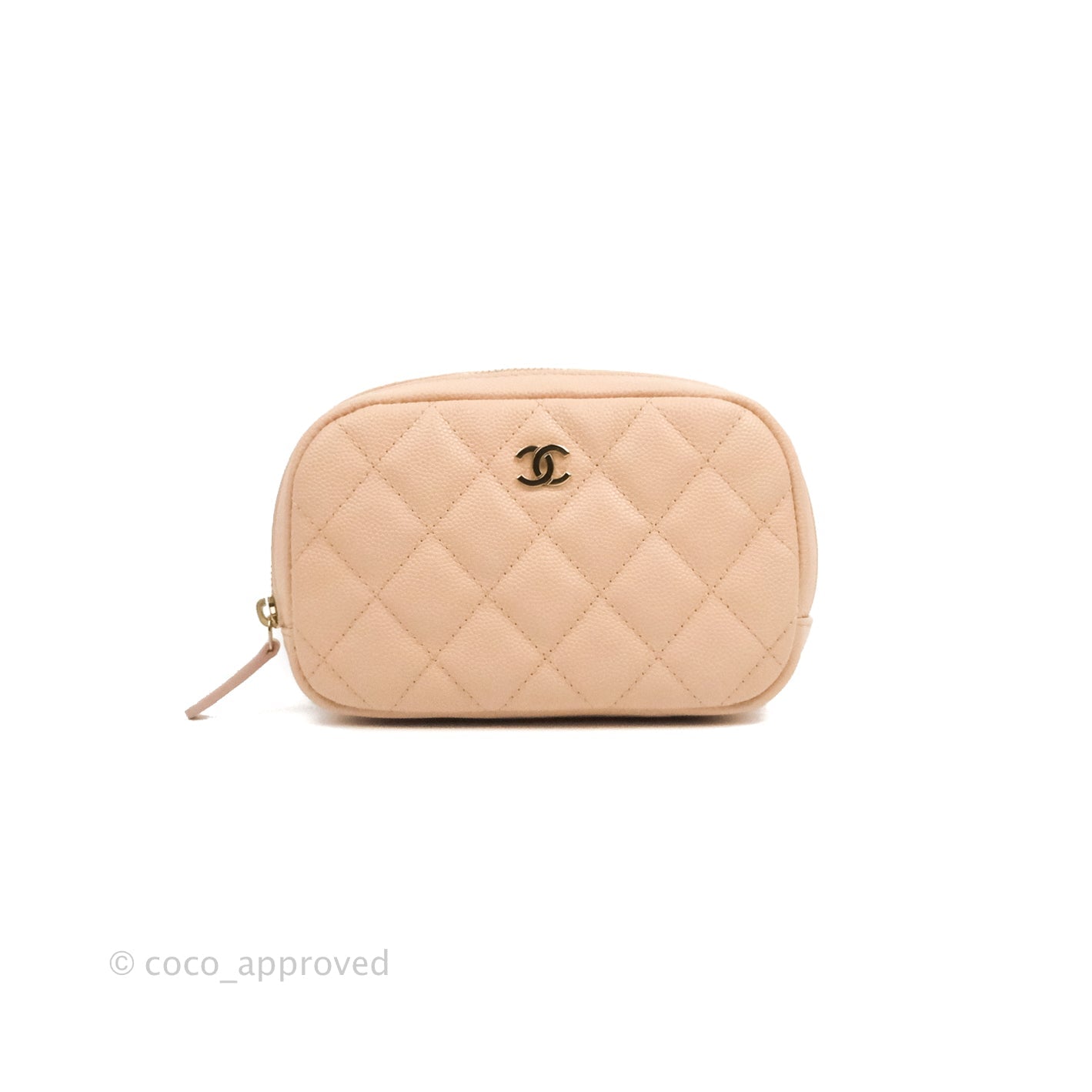 Chanel Small Classic Pouch Light Beige Caviar Gold Hardware