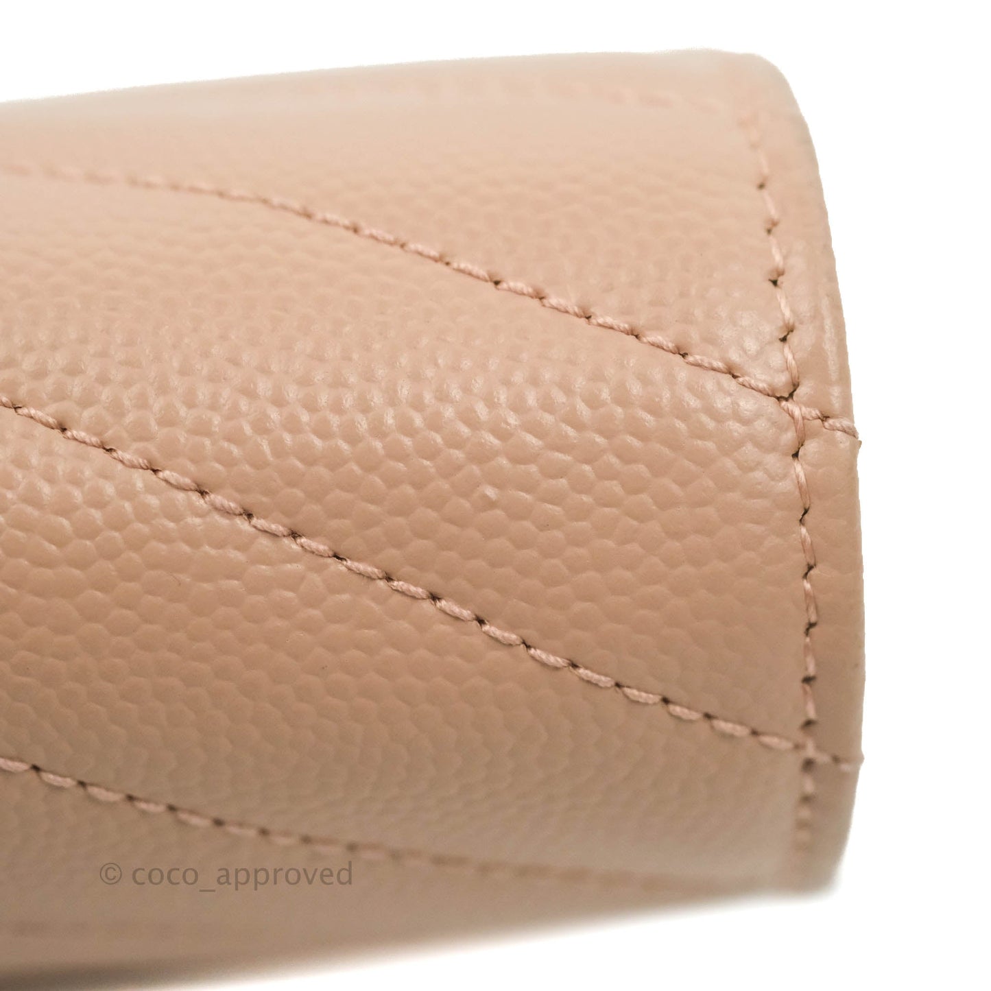 Saint Laurent Wallet on Chain Beige Pink Grained Leather Silver Hardware