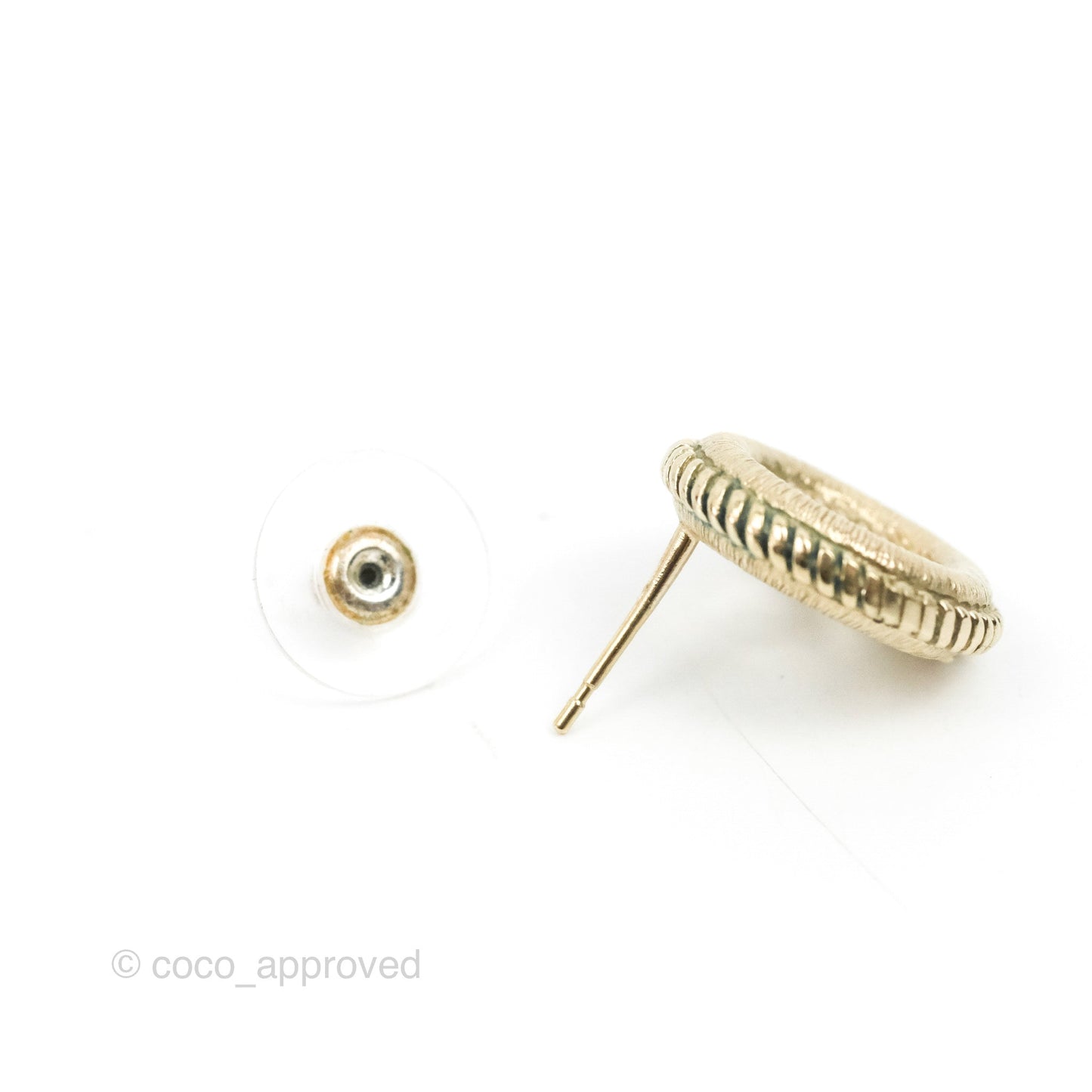 Chanel CC Twisted Round Earrings Gold Tone 17V