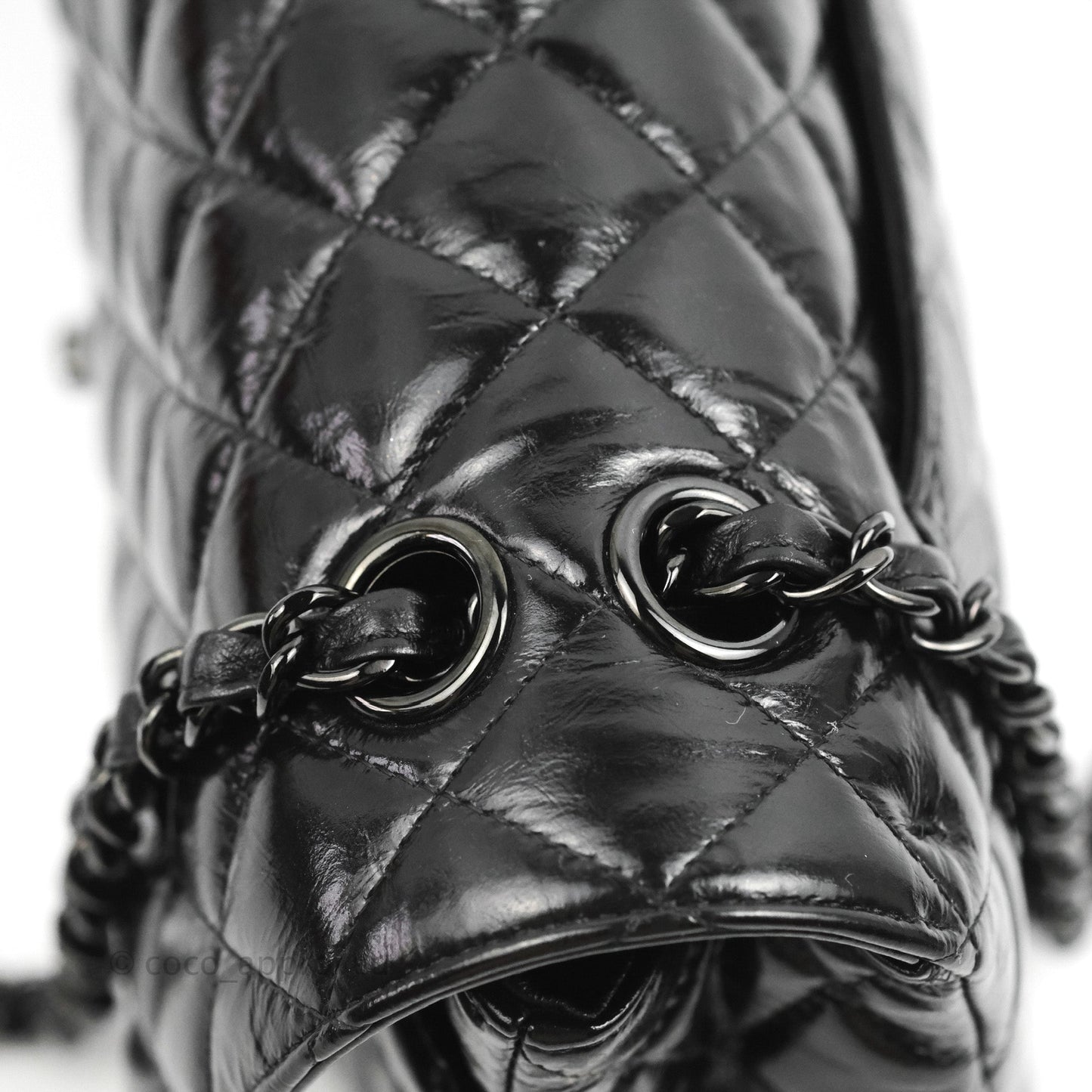 Chanel M/L Medium Classic Quilted Flap So Black Shiny Crumpled Calfskin