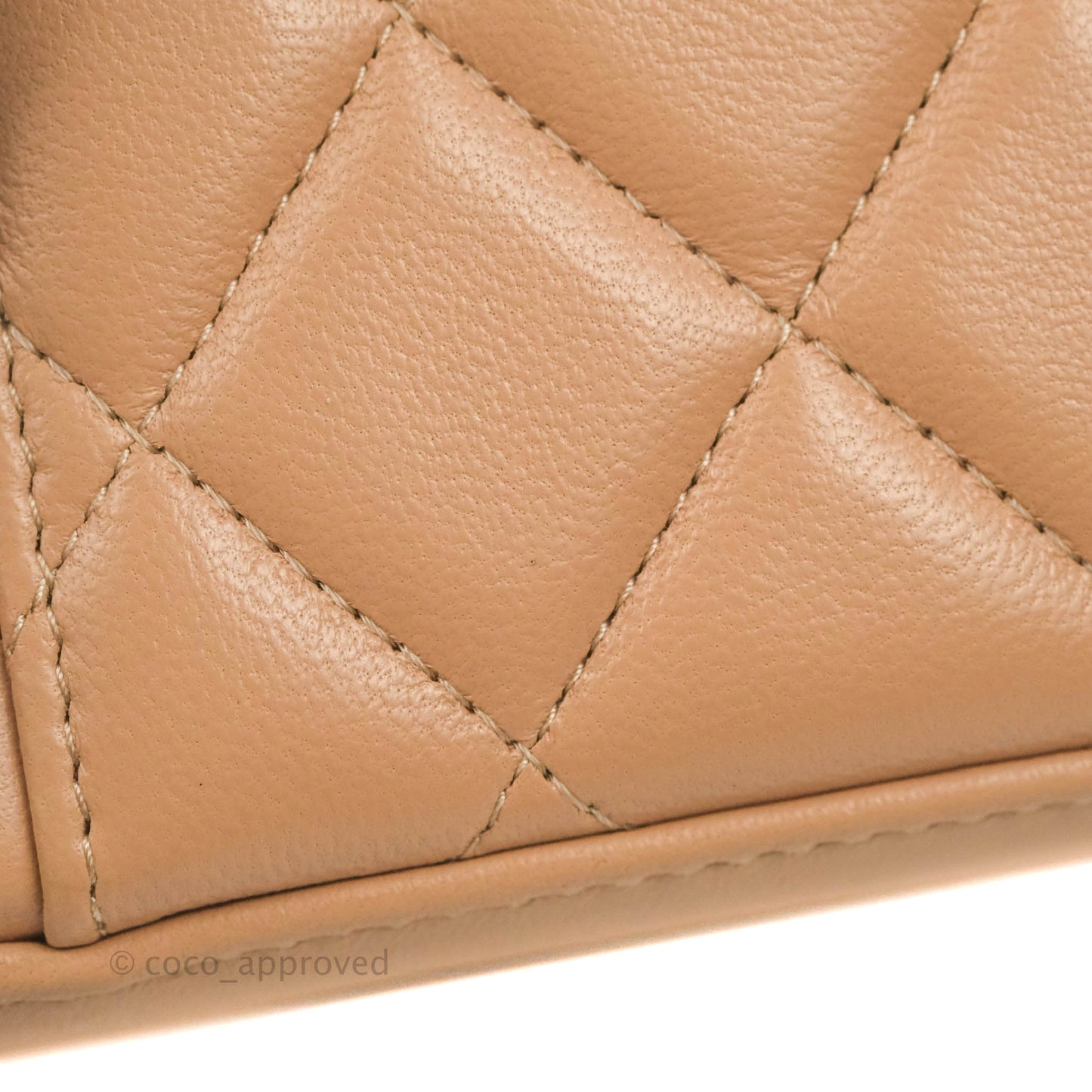 Chanel Vanity Rectangular Top Handle Beige Lambskin Gold Hardware