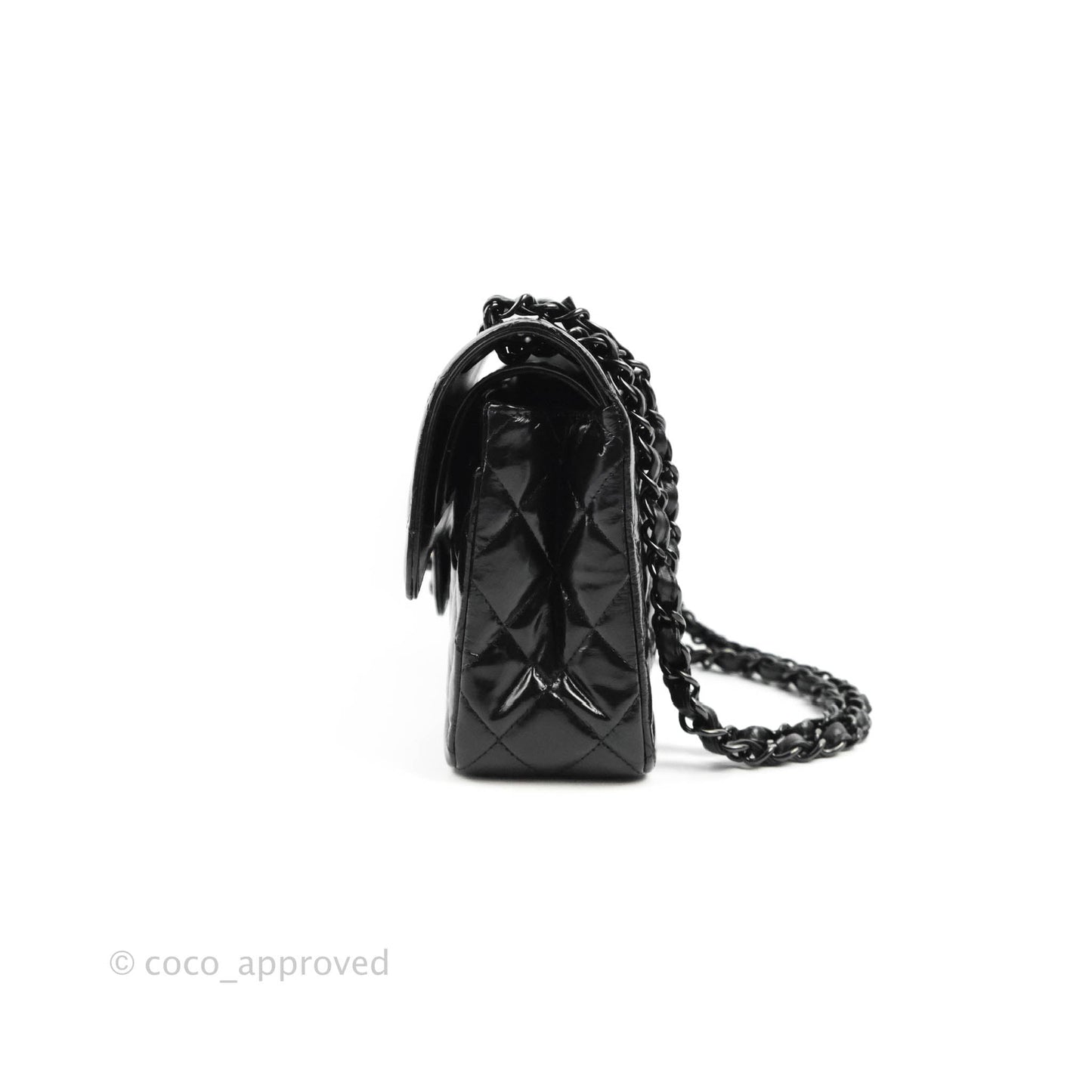 Chanel Small Classic Quilted Flap So Black Glazed Crumpled Calfskin