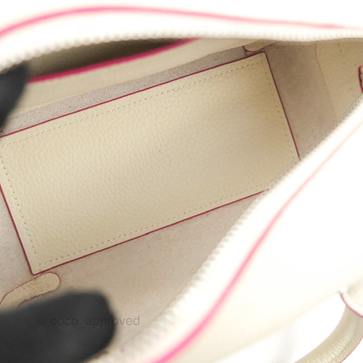 Delvaux Cool Box Mini Taurillon Soft Grained Calfskin White/Fuchsia
