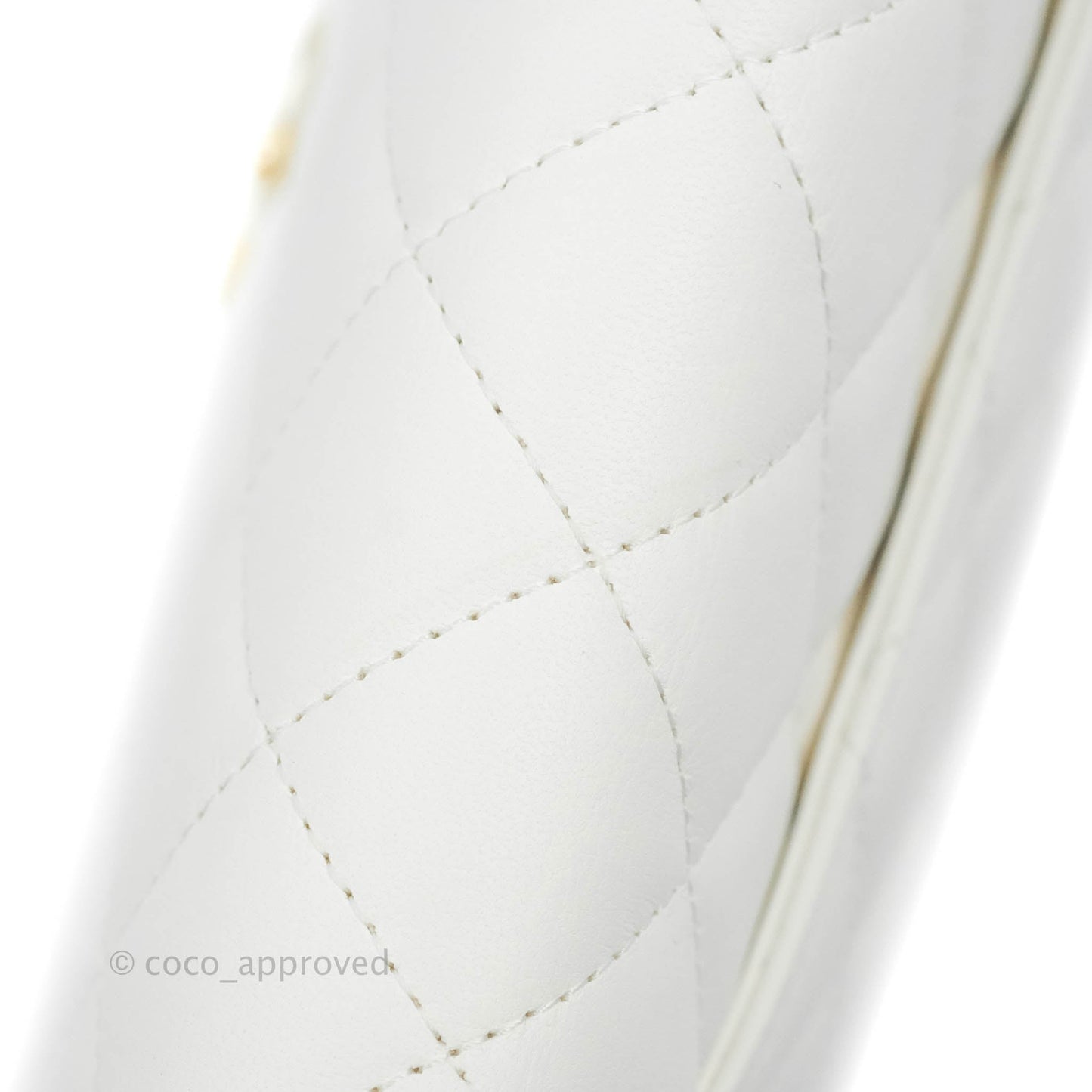Chanel Quilted Pearl Crush Wallet on Chain WOC White Lambskin Aged Gold Hardware