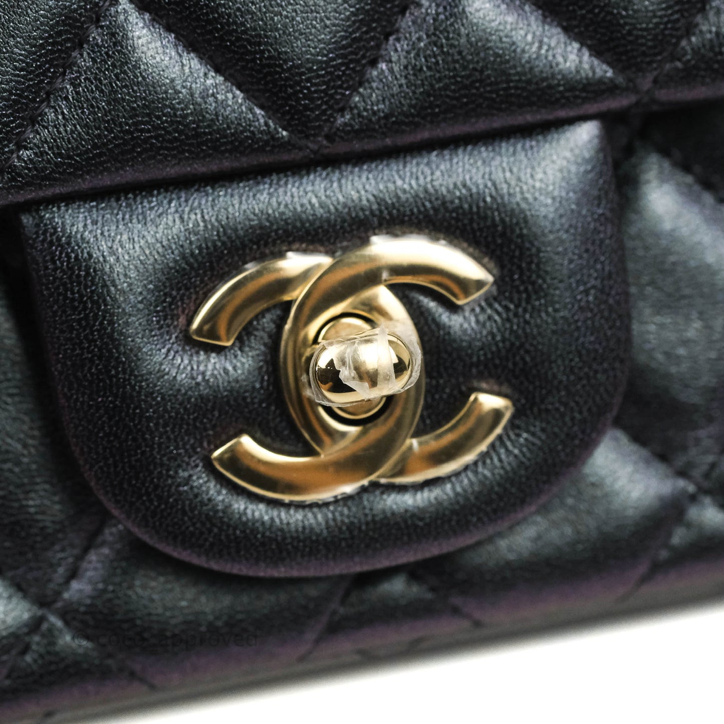 Chanel Mini Square Quilted Iridescent Purple Lambskin Gold Hardware
