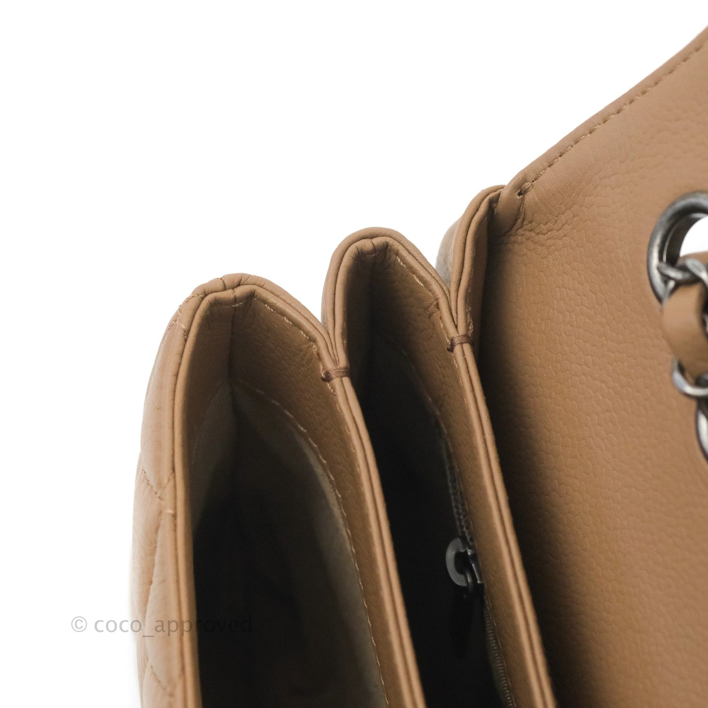 Chanel Flap Bag Dark Beige Caviar Ruthenium Hardware 17B
