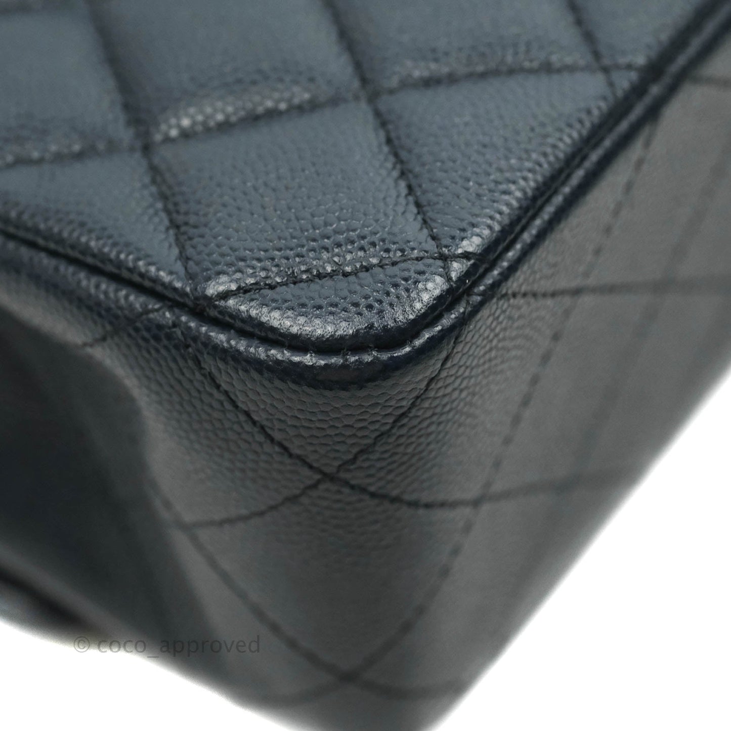 Chanel Classic M/L Medium Flap Quilted Navy Caviar Gold Hardware