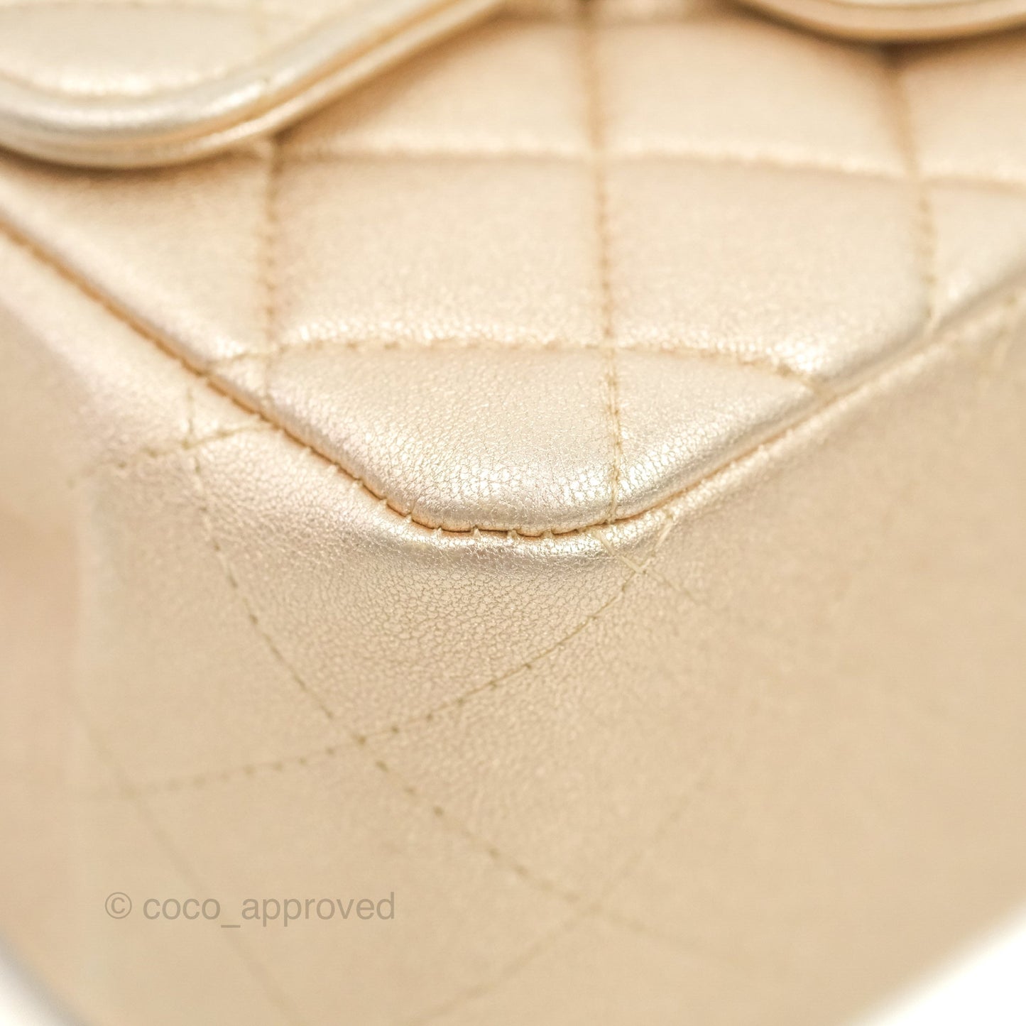 Chanel Quilted Mini Square Iridescent Gold Lambskin Gold Hardware 21P