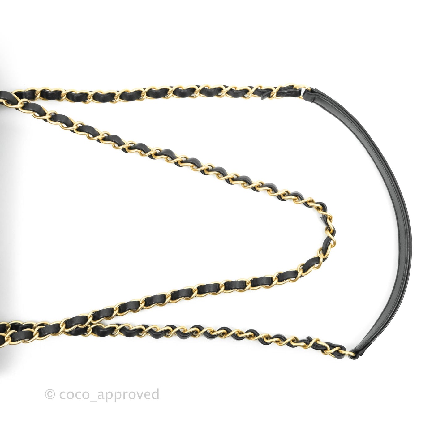 Chanel Logo Enchained Flap Bag Black Calfskin Gold Hardware