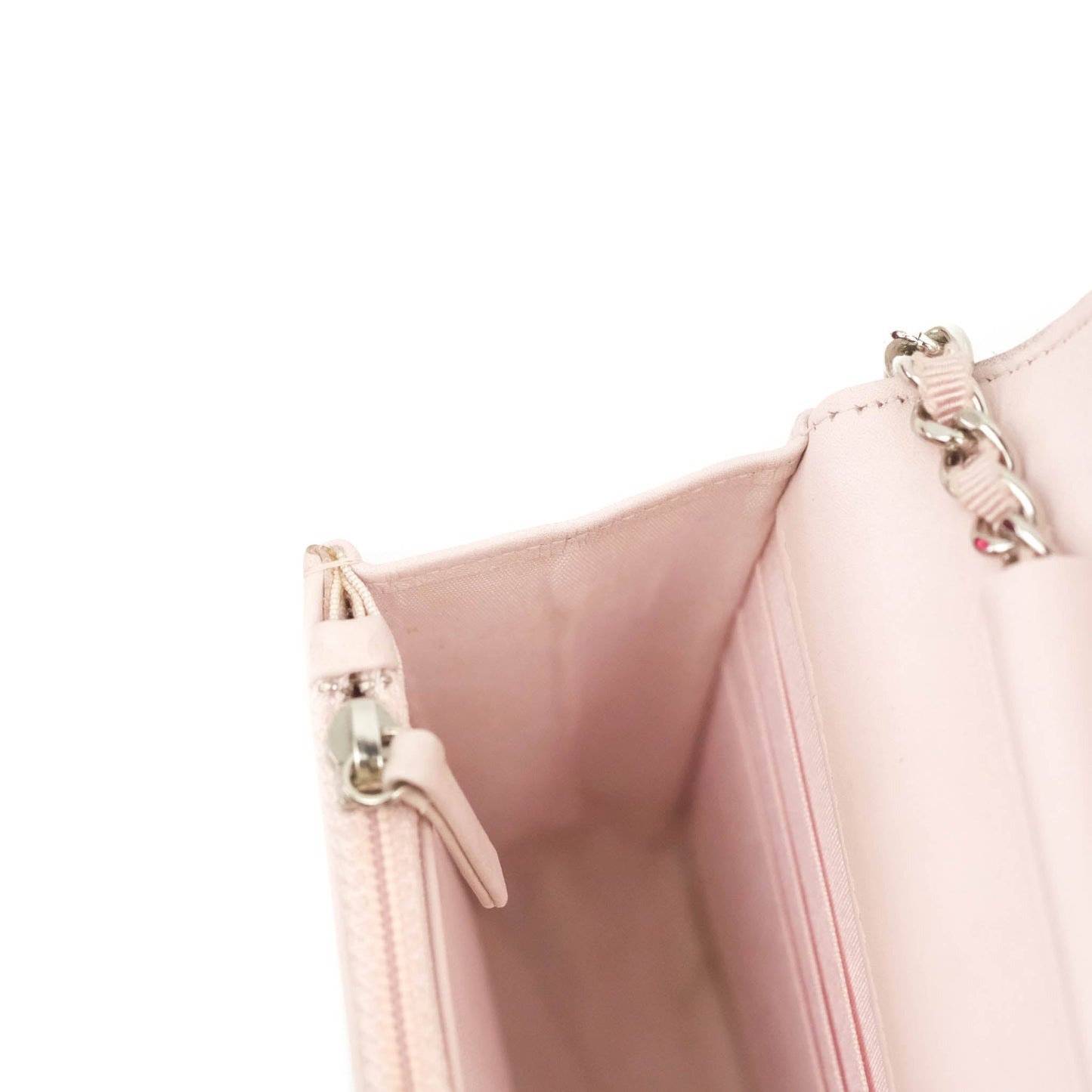 Chanel Deauville Wallet On Chain WOC Pink Canvas Silver Hardware