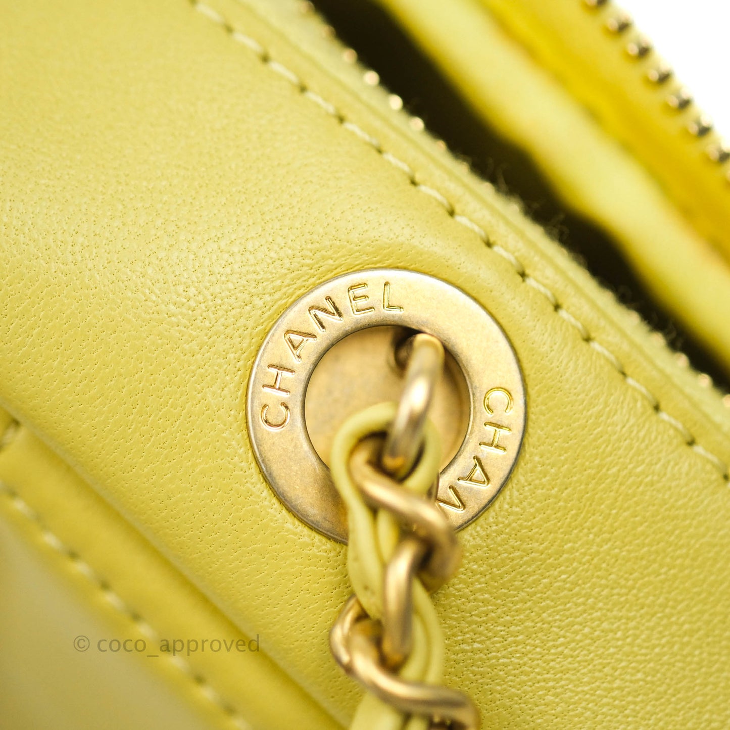 Chanel Quilted Diamond Cut Small Lambskin Yellow Gold Hardware Flap Bag