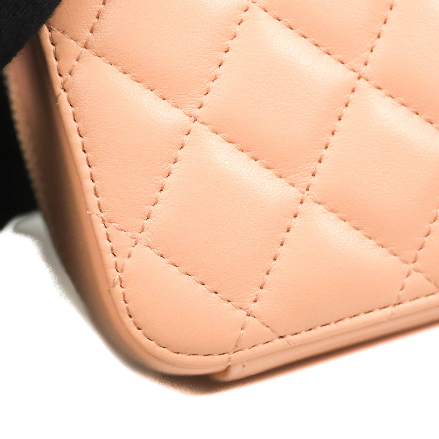 Chanel Mini Pearl Crush Quilted Camera Case Beige Pink Lambskin Aged Gold Hardware