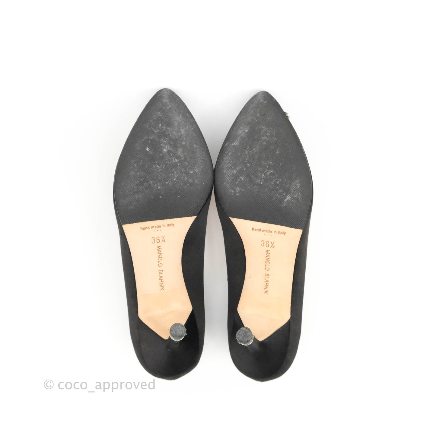 Manolo Blahnik Black Satin Hangisi Jewel Buckle Pumps Size 36.5