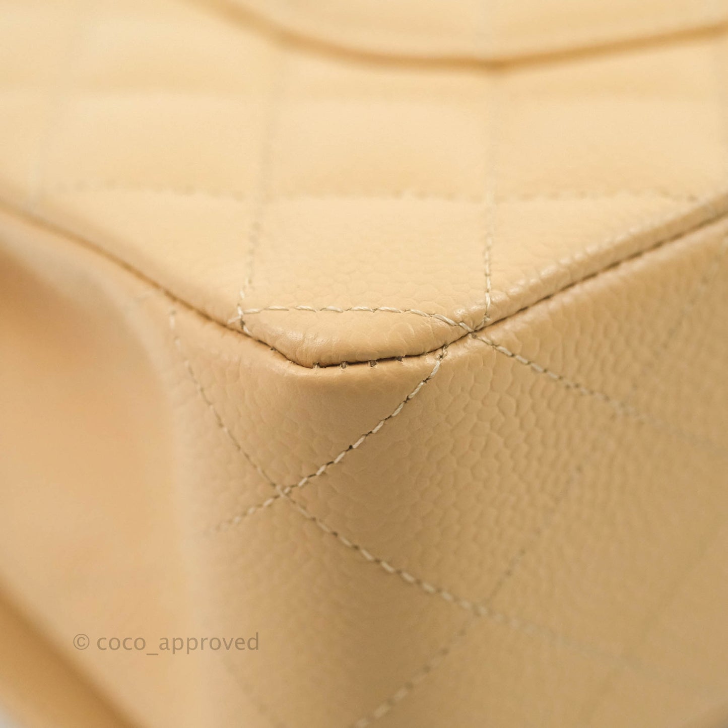 Chanel Classic M/L Medium Flap Quilted Beige Caviar Gold Hardware