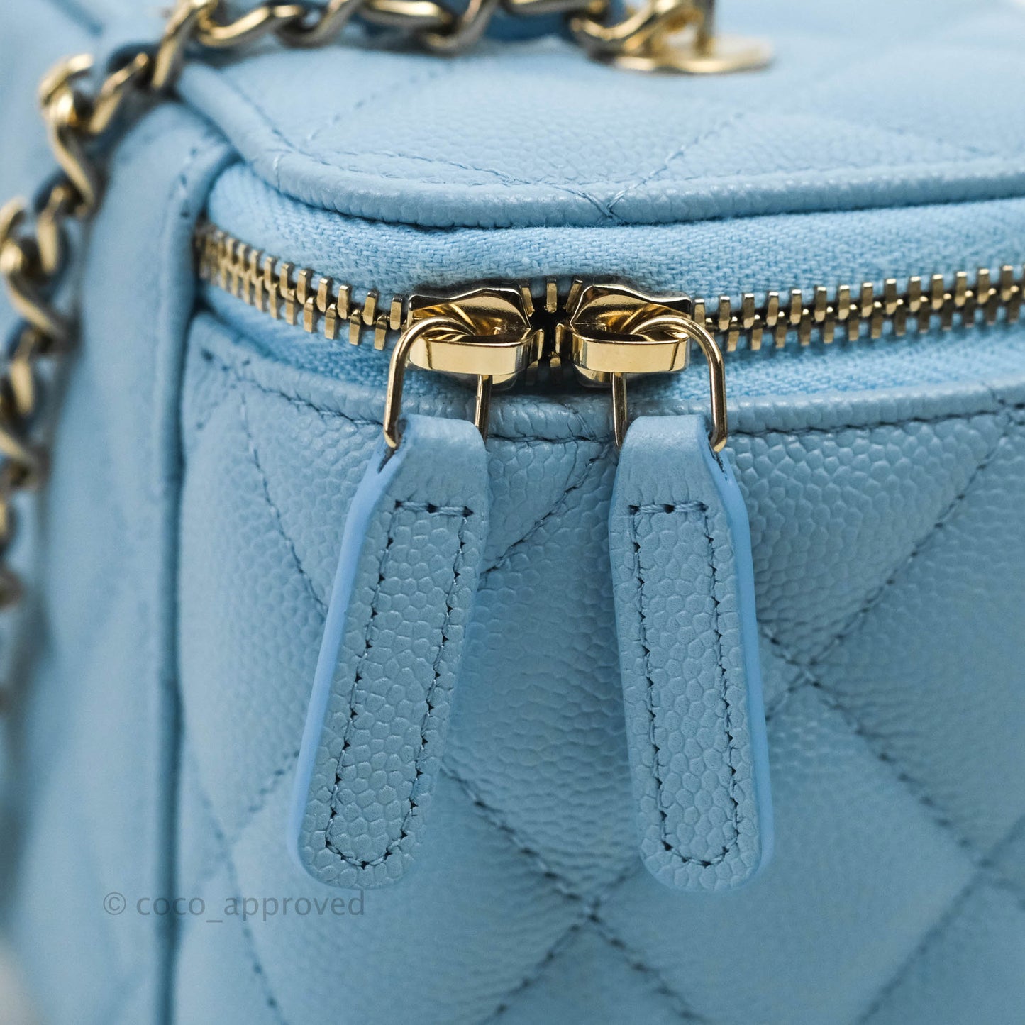 Chanel Vanity with Chain Blue Caviar Gold Hardware 22S
