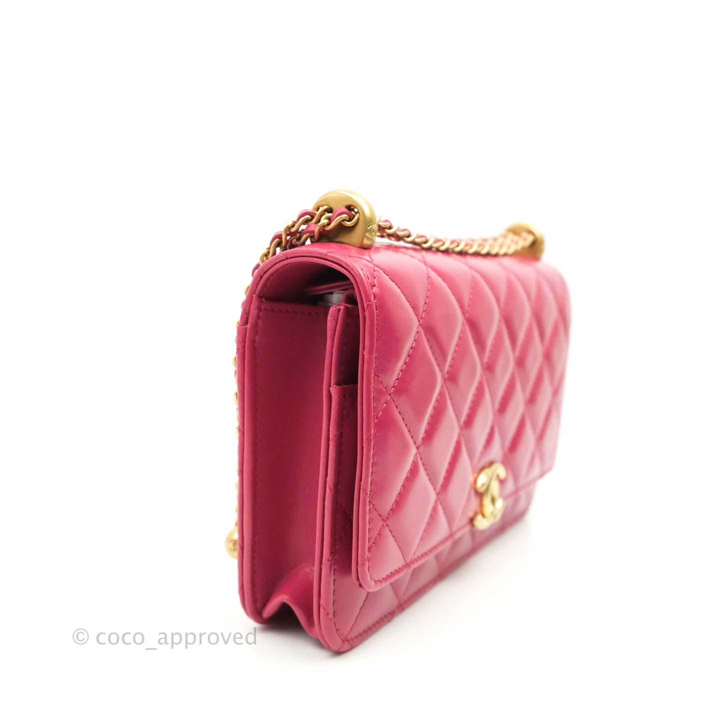 Chanel Quilted Perfect Fit Adjustable Wallet On Chain WOC Pink Calfskin Aged Gold Hardware